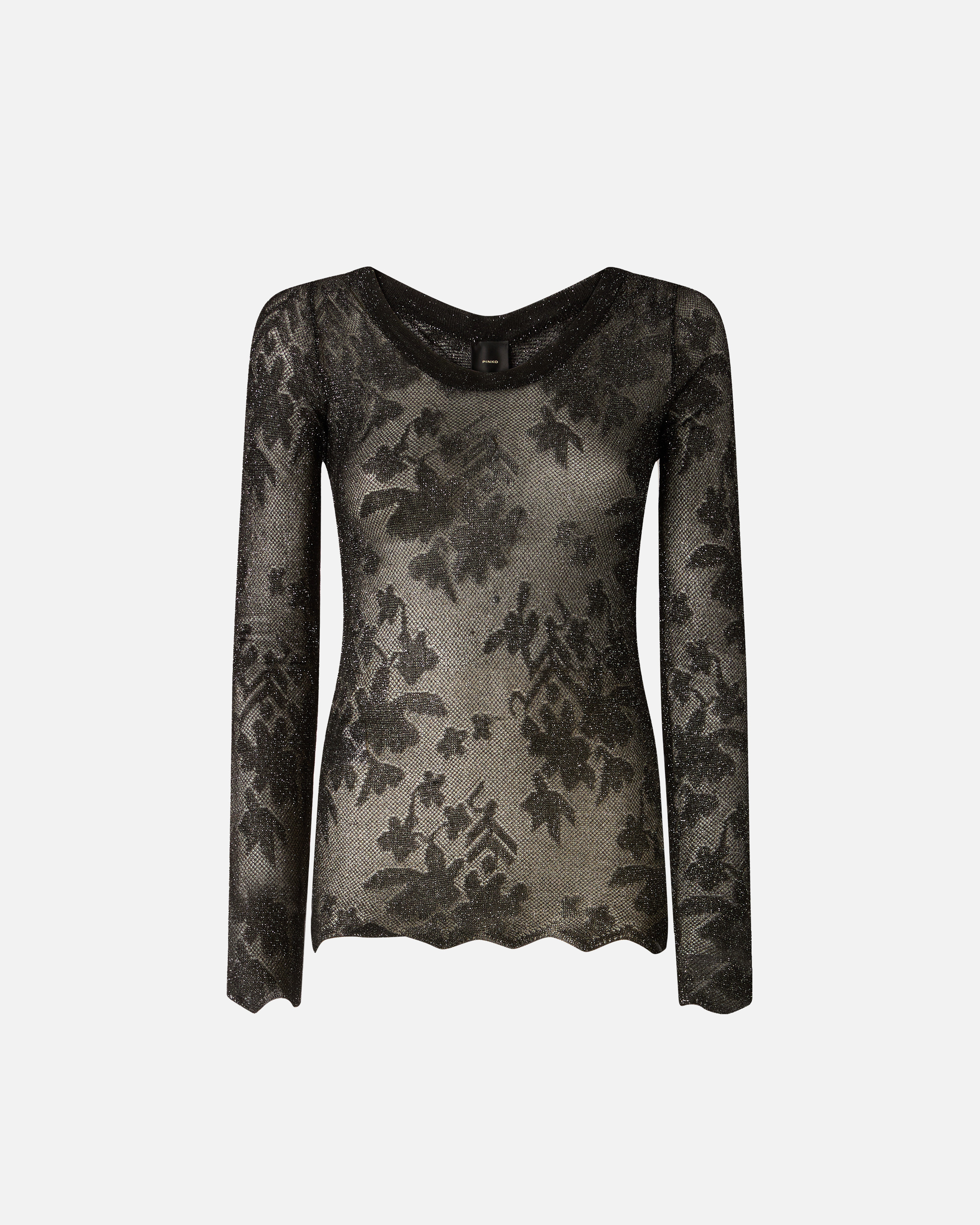 T-shirt en dentelle florale PINKO Noir