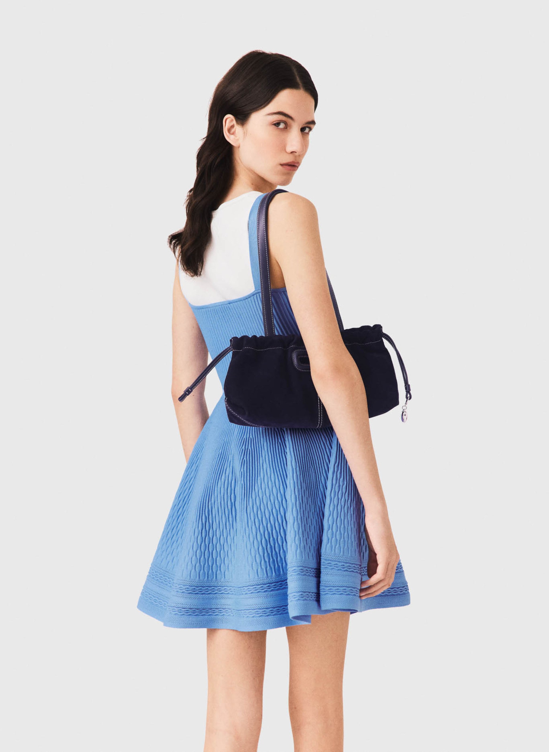 Robe courte en maille MAJE Bleu