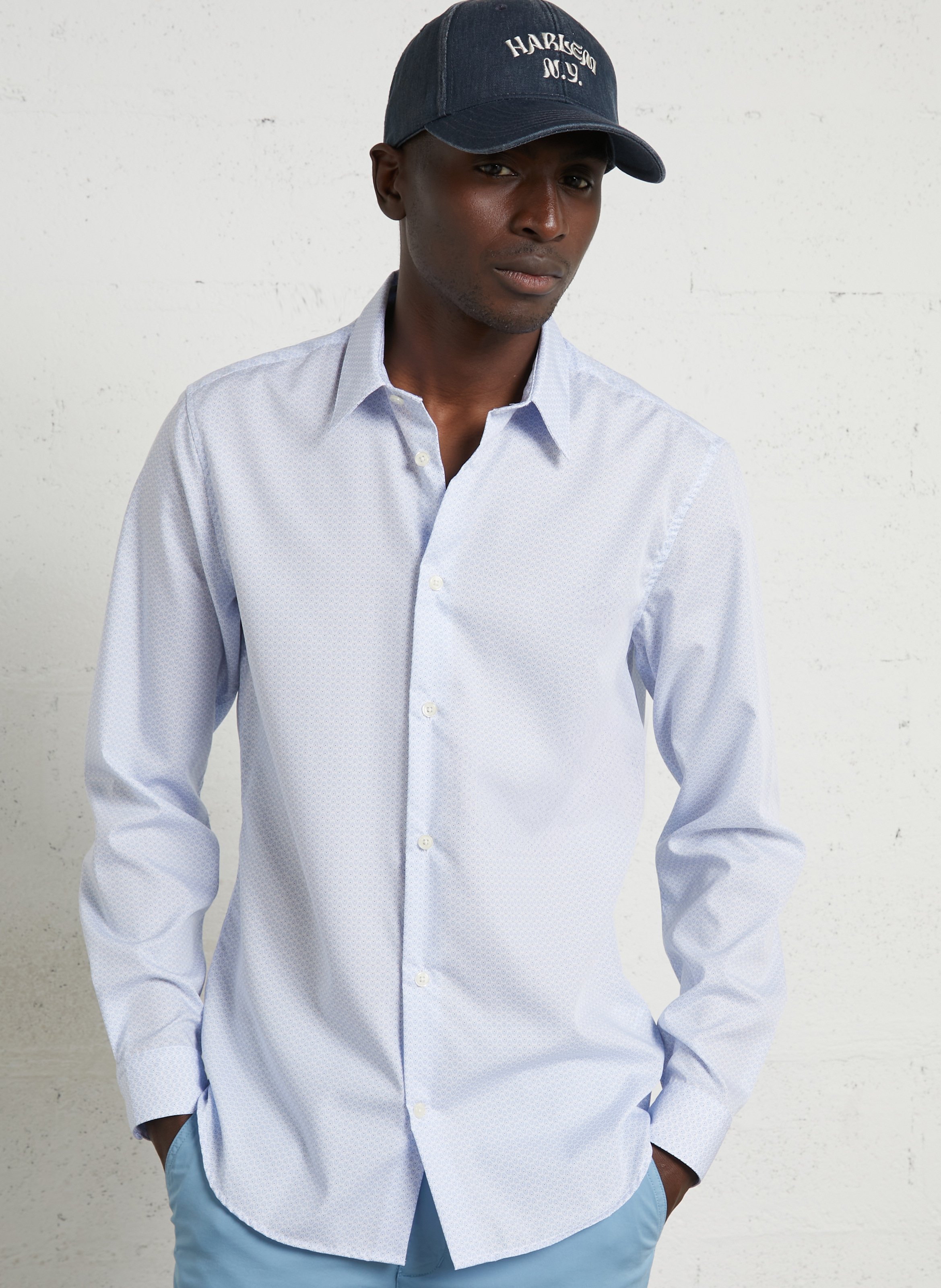Slim-fit, katoenen overhemd met klassieke kraag AU PRINTEMPS PARIS Blauw