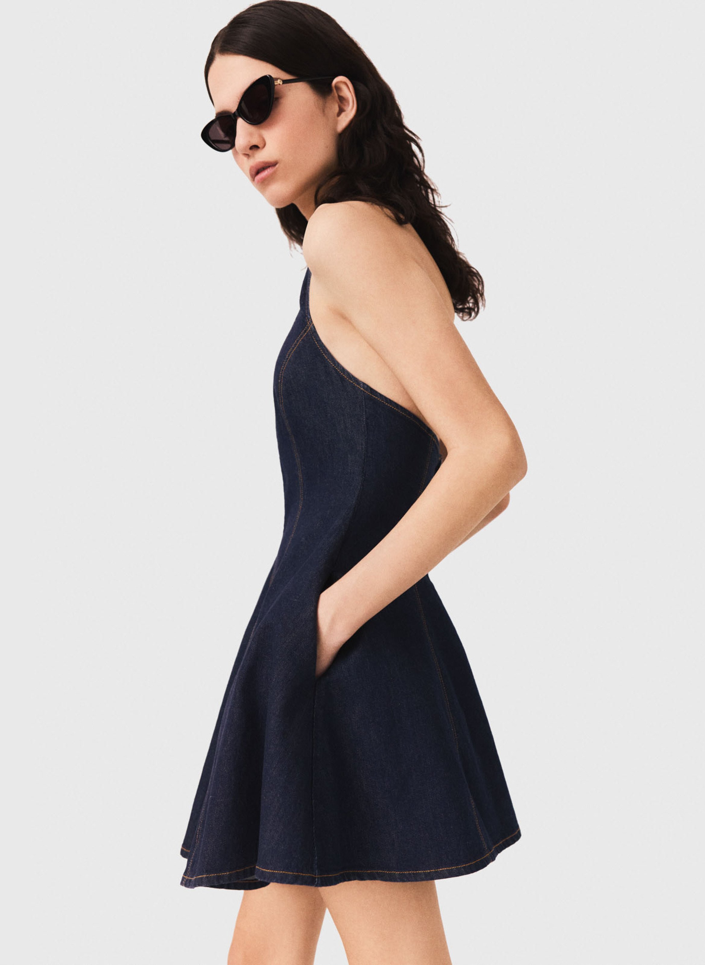 Robe courte en jean à broche MAJE Bleu