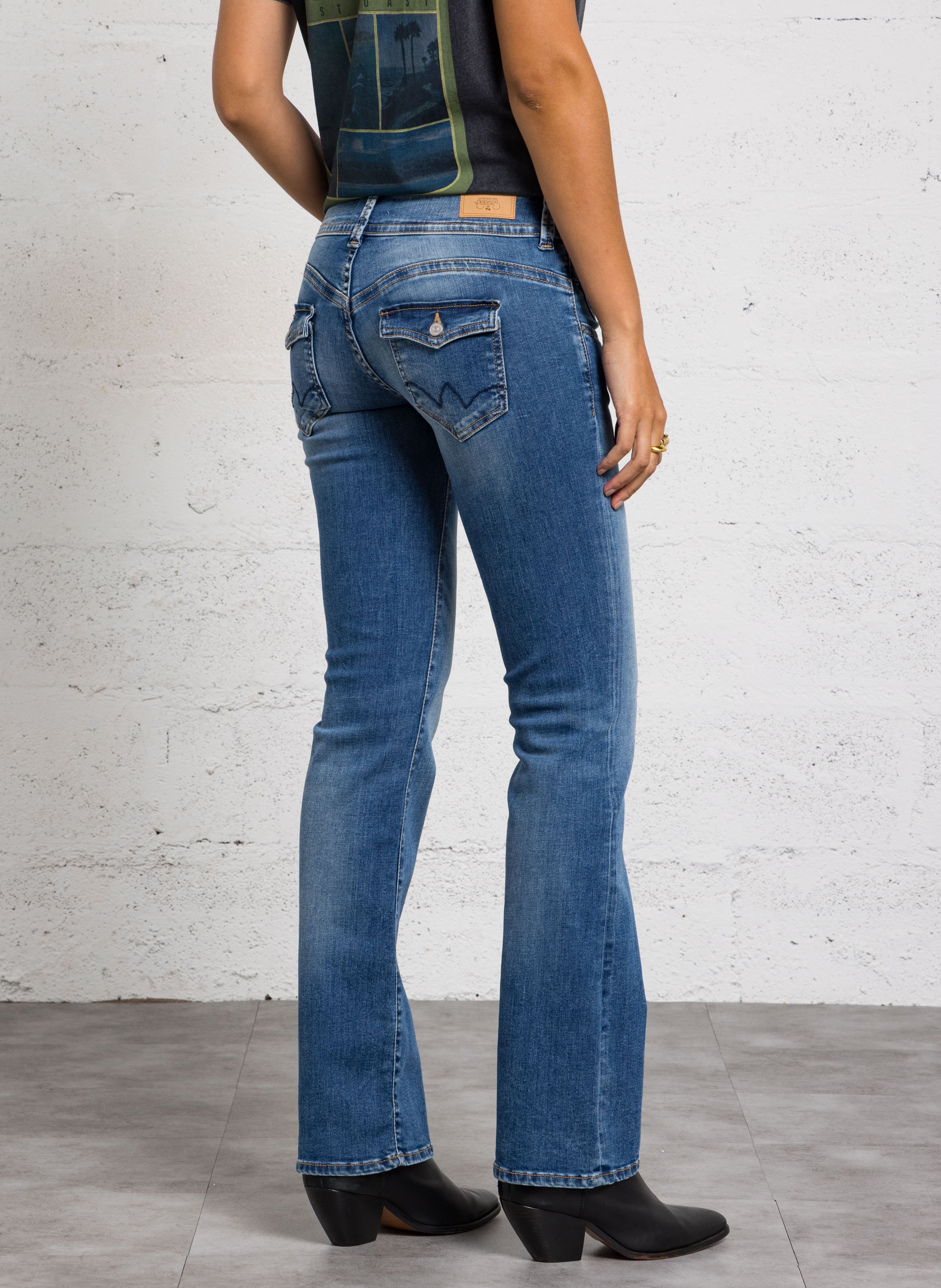 Rechte lage taille jeans LE TEMPS DES CERISES Blauw