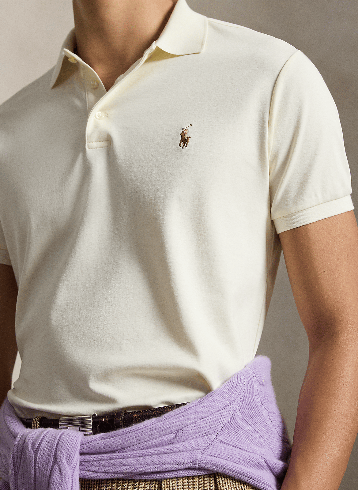 Baumwoll-Poloshirt - tailliert, kurzärmlig POLO RALPH LAUREN Beige