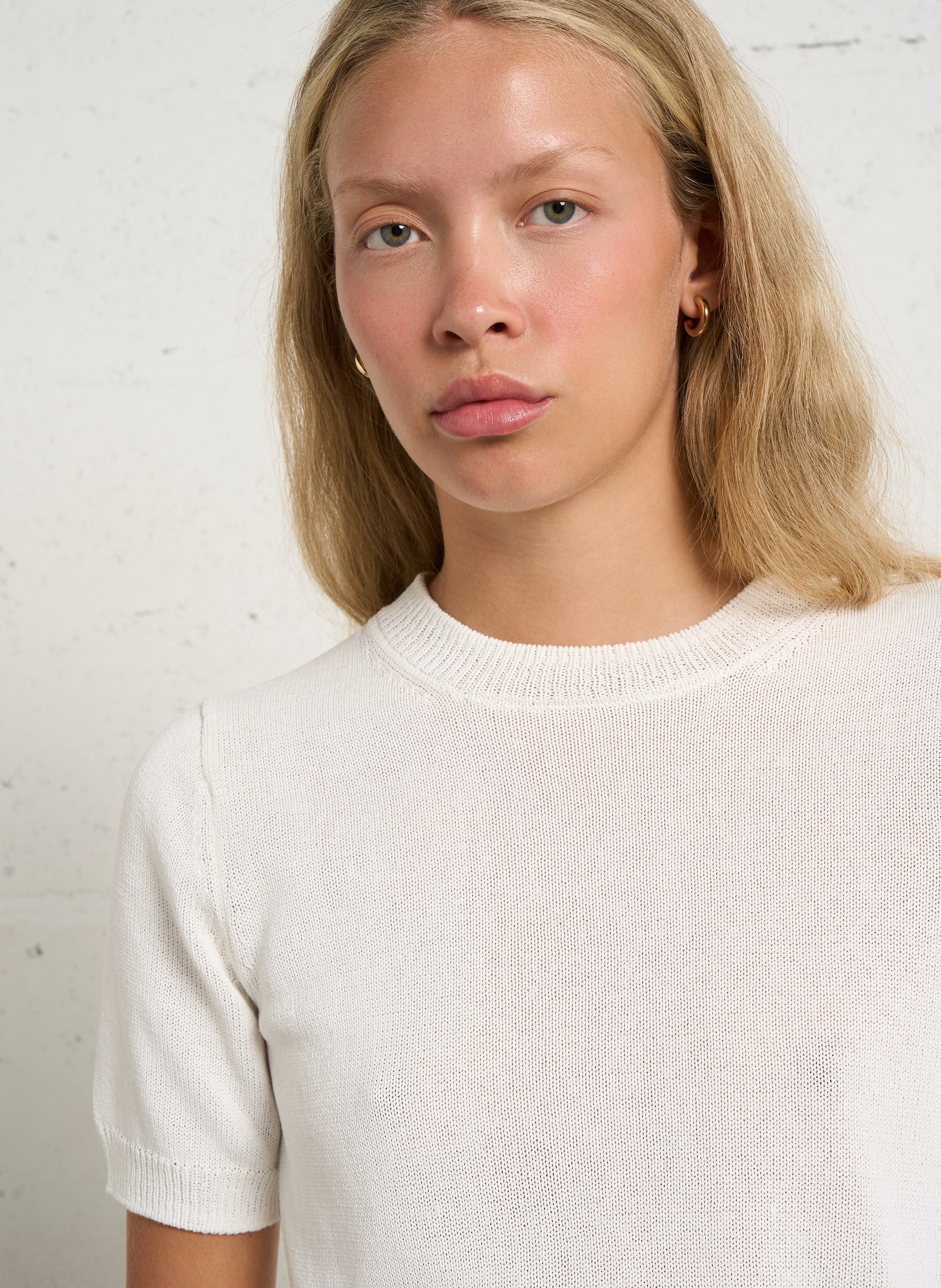 Rundhals-T-Shirt aus Baumwoll-Mix MAISON 123 Weiss