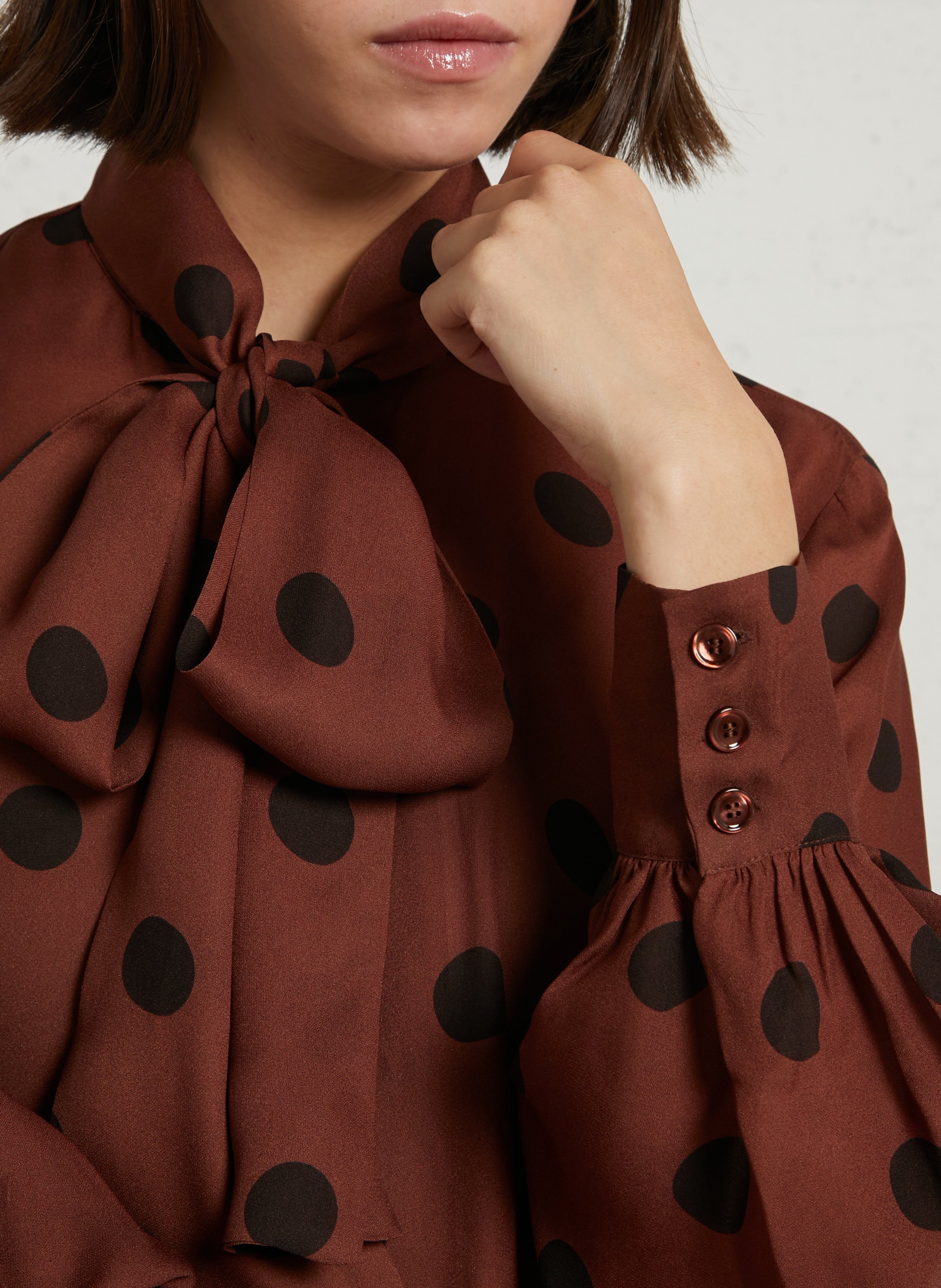 Loose-fitting blouse with pattern DES PETITS HAUTS Brown