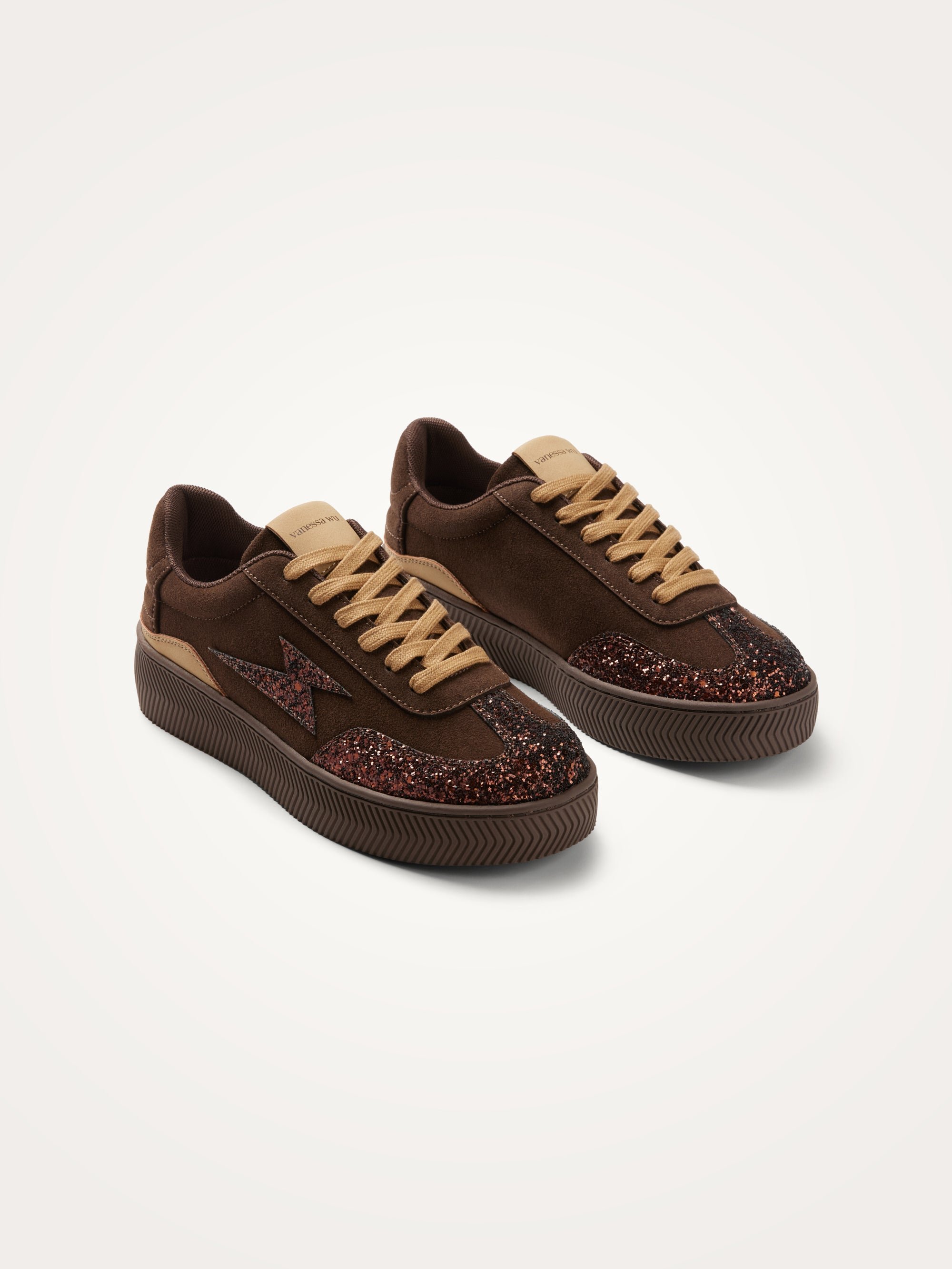 Low-top glitter sneakers VANESSA WU Brown