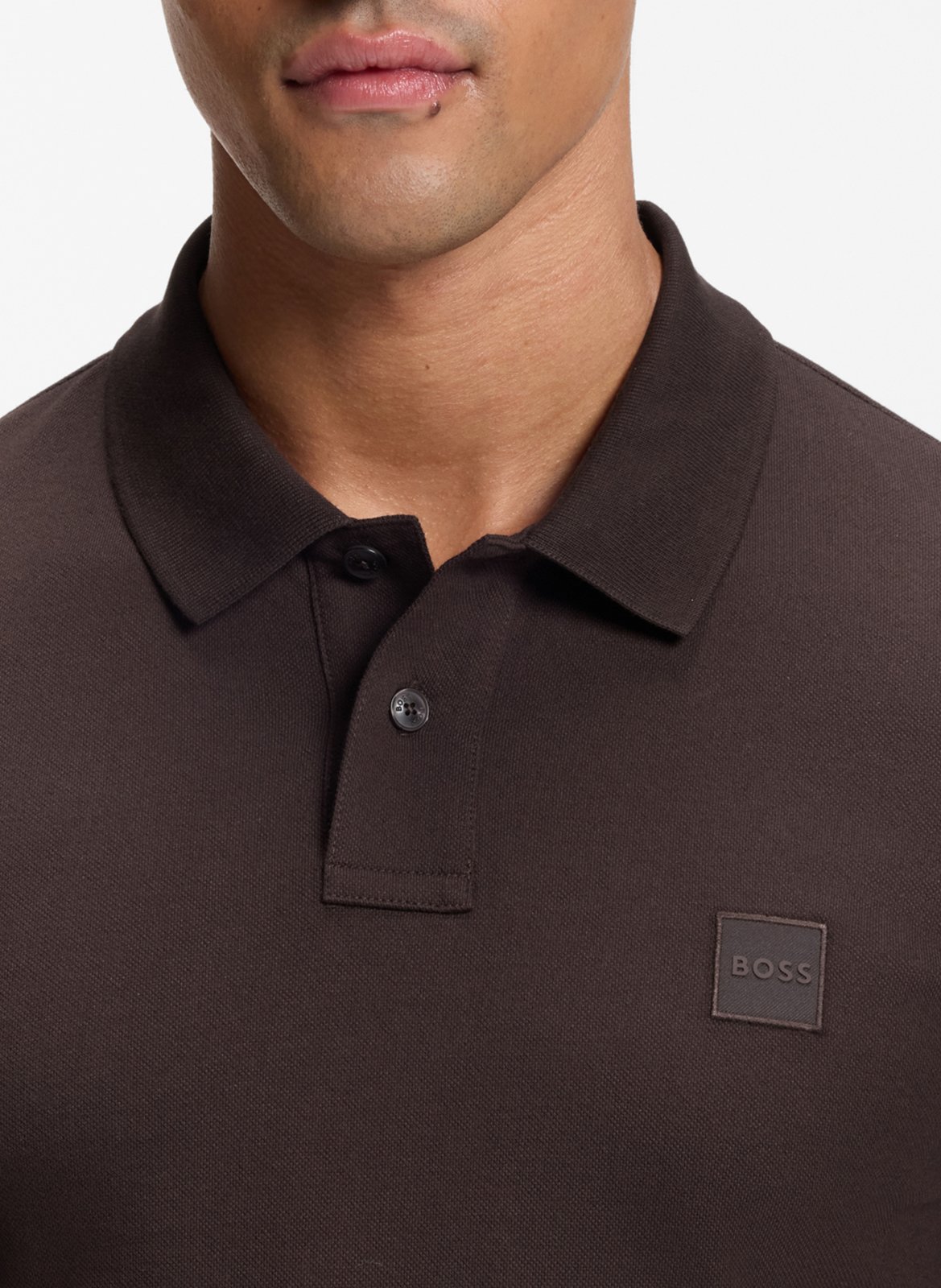 Regular-fit long-sleeved cotton-blend polo shirt | Brown BOSS Men