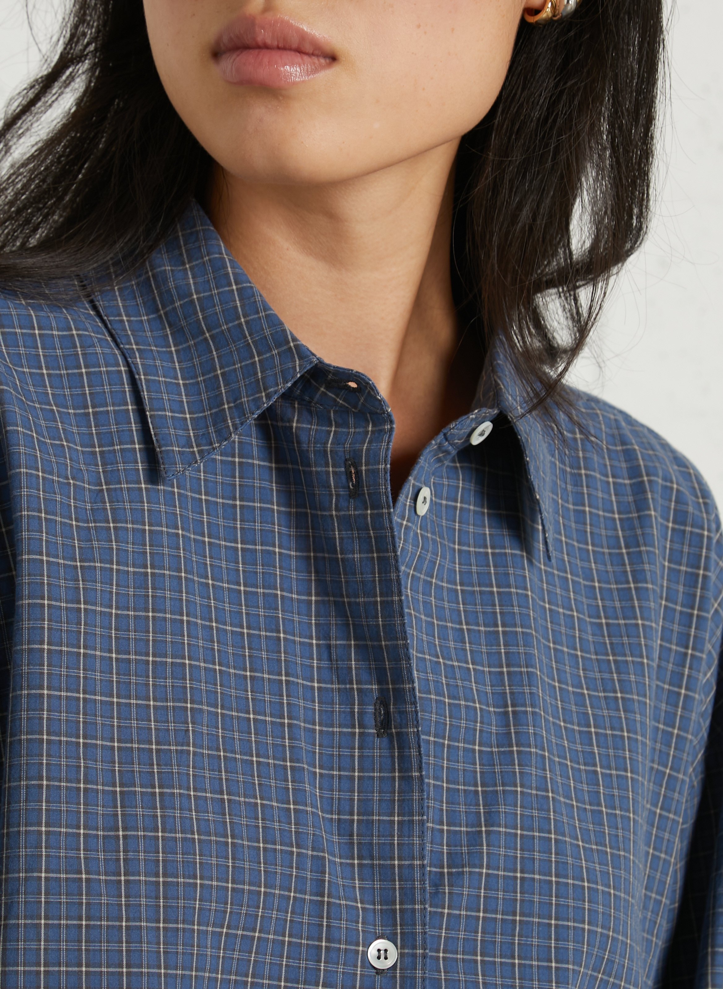 Blouse van biokatoen met klassieke kraag MASSCOB Blauw