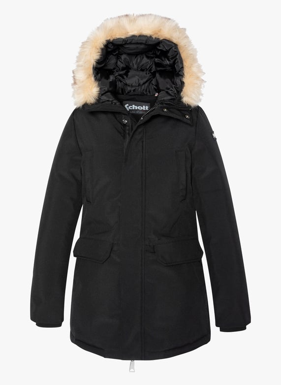 Parka con cappuccio Nero Schott Donna Place des Tendances