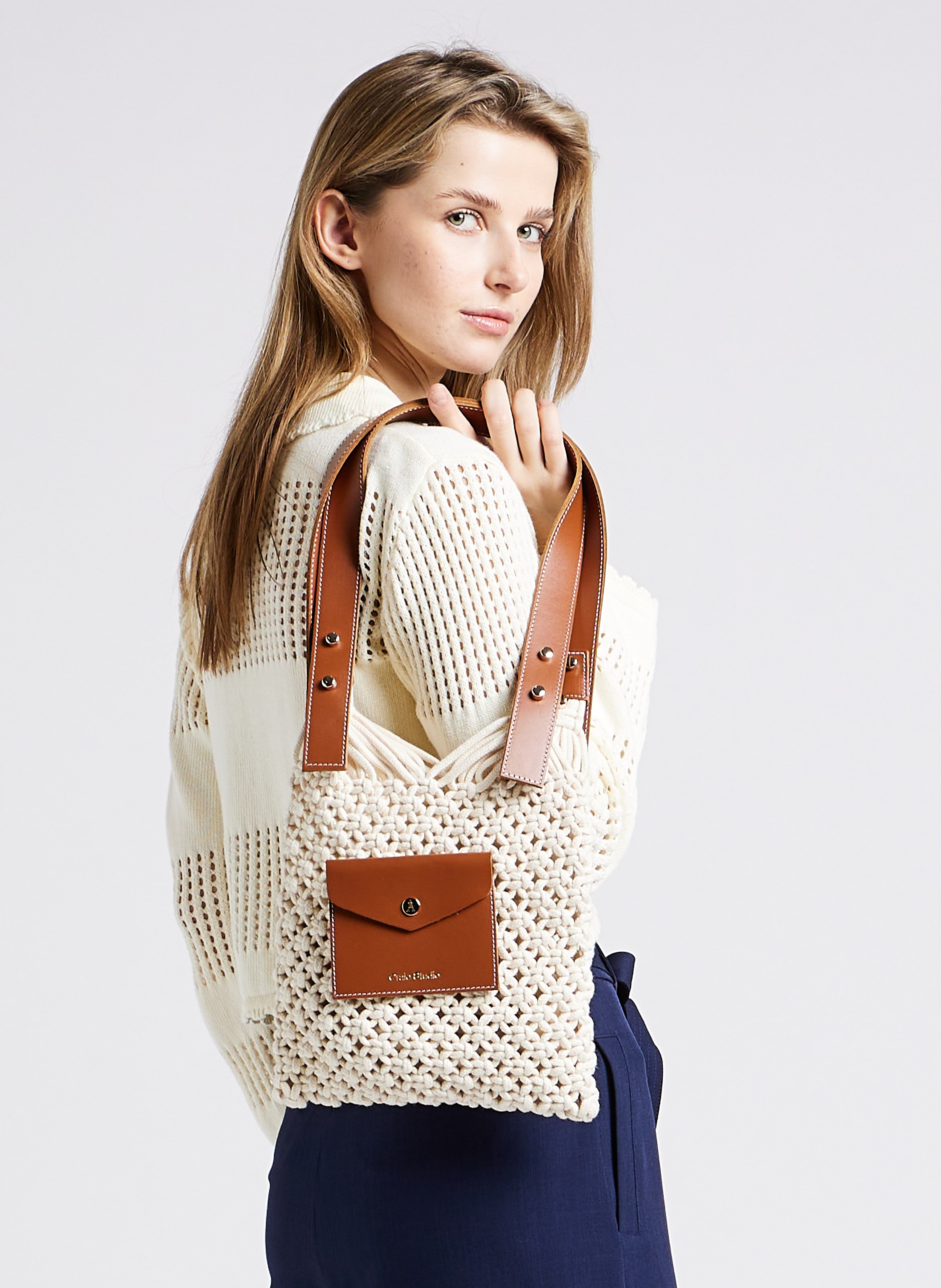 Sac porté épaule macramé en coton mélangé CRAIE STUDIO Marron