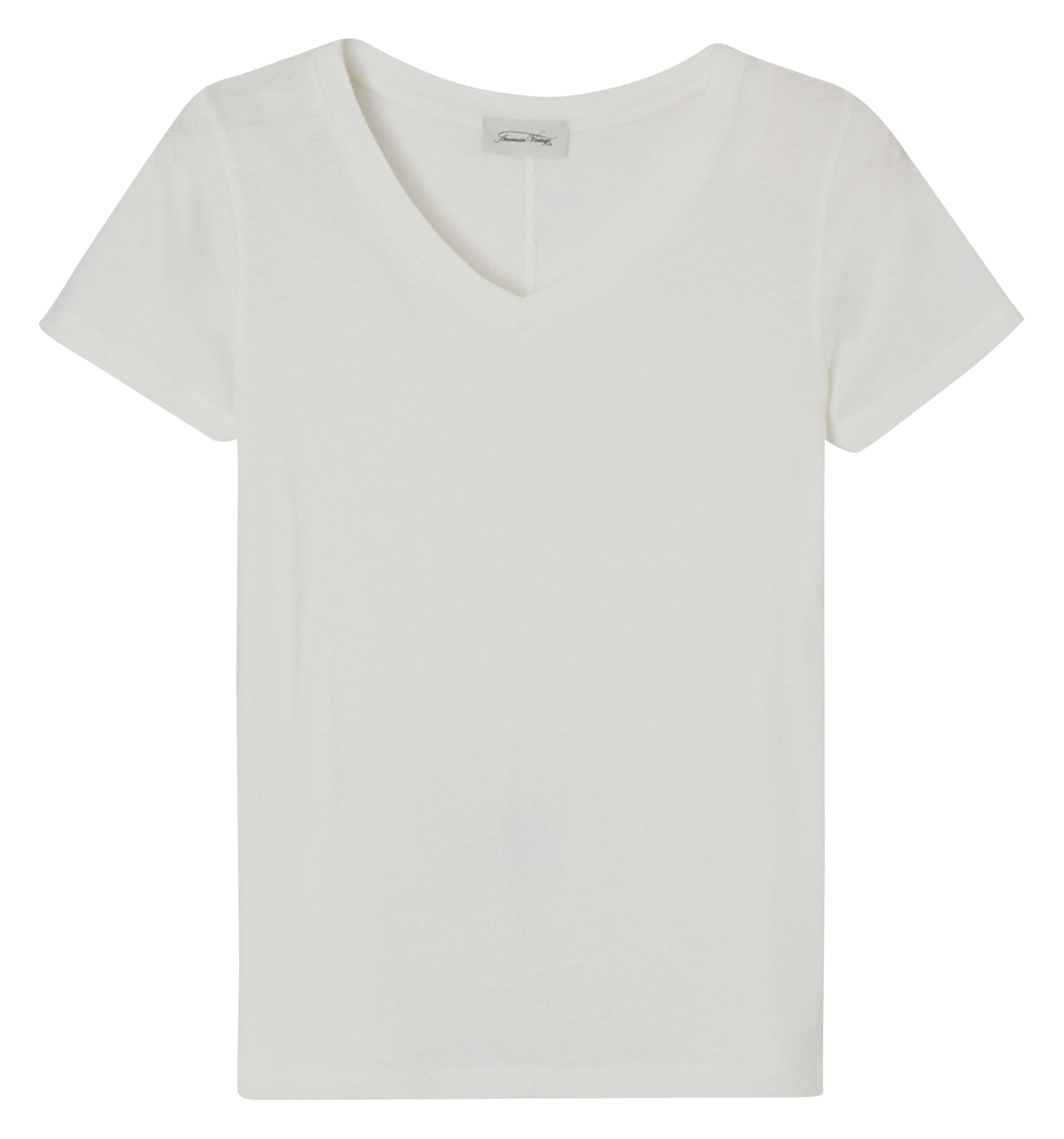 Katoenen T-shirt met V-hals AMERICAN VINTAGE Wit