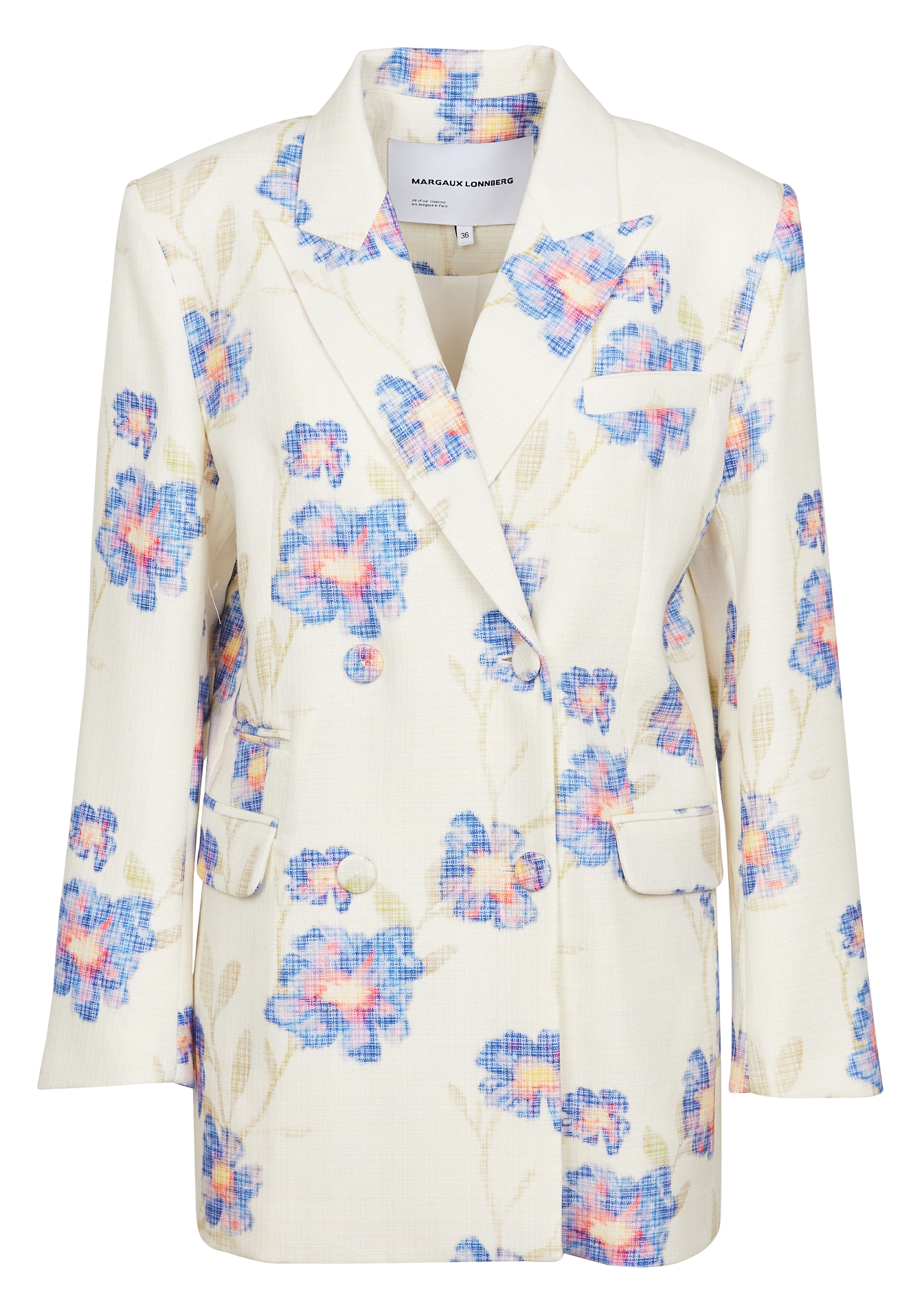 Veste de tailleur ajustée en laine vierge mélangée Multicolore