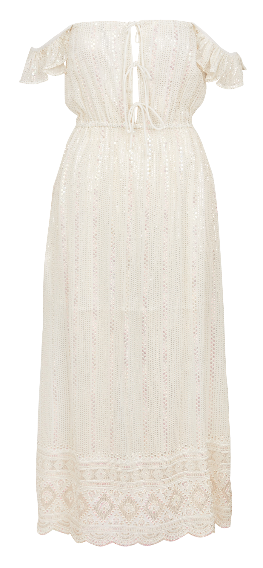Robe longue droite col carré brodé SUNDRESS Blanc