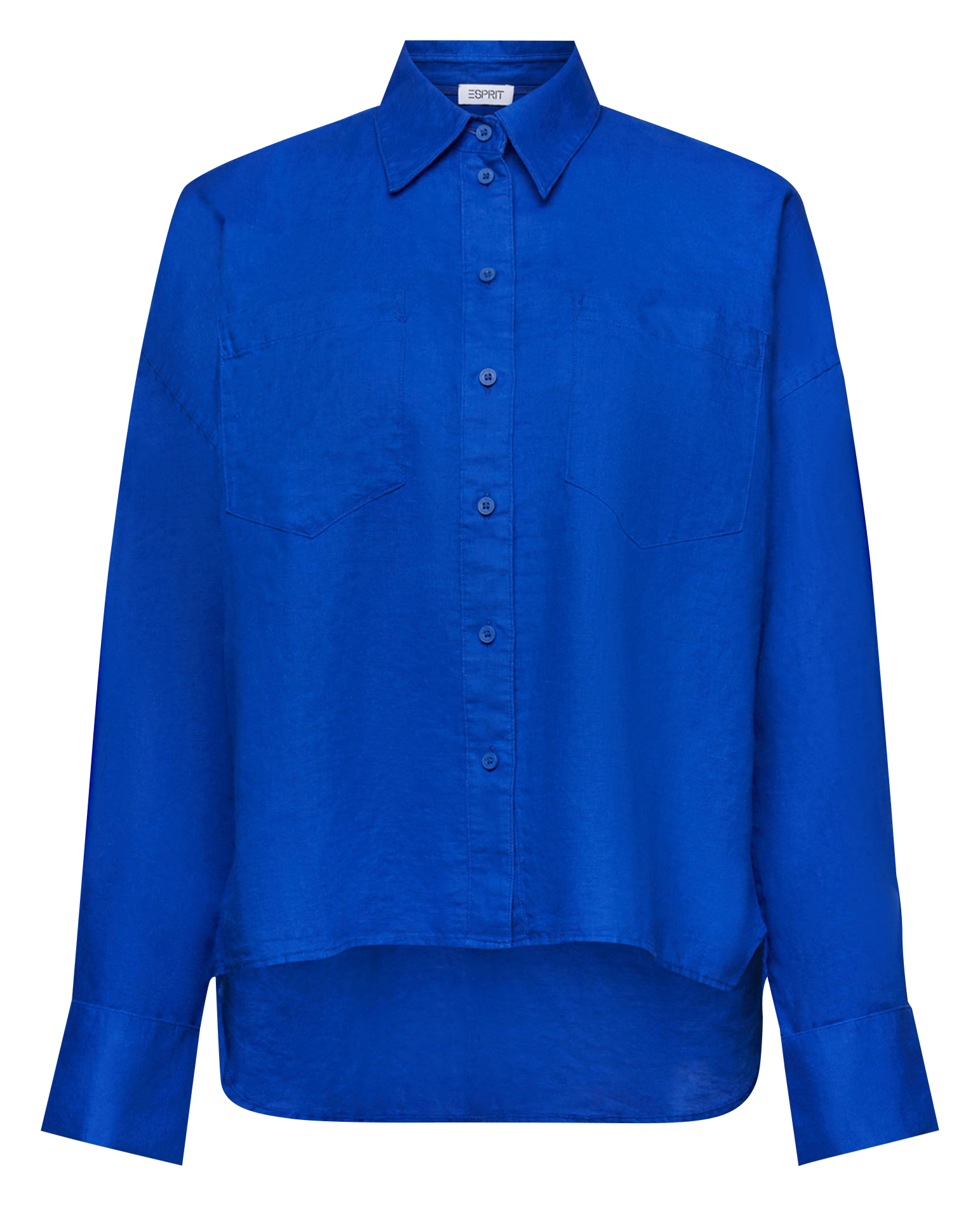 Chemise col classique en lin mélangé coton ESPRIT Bleu