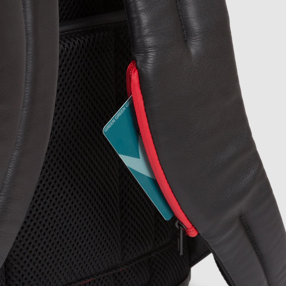 Leather backpack PIQUADRO Grey