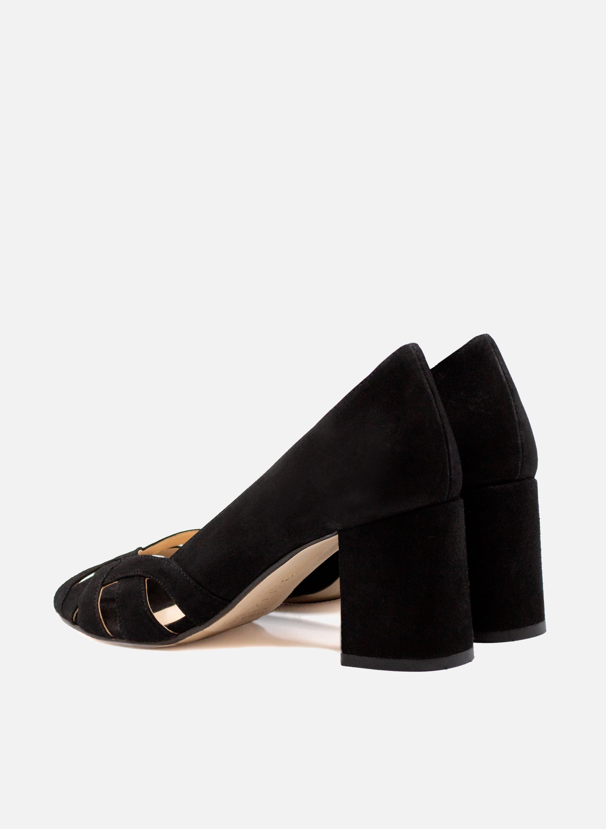 Suede Leather Cutout Pumps JULES & JENN Black