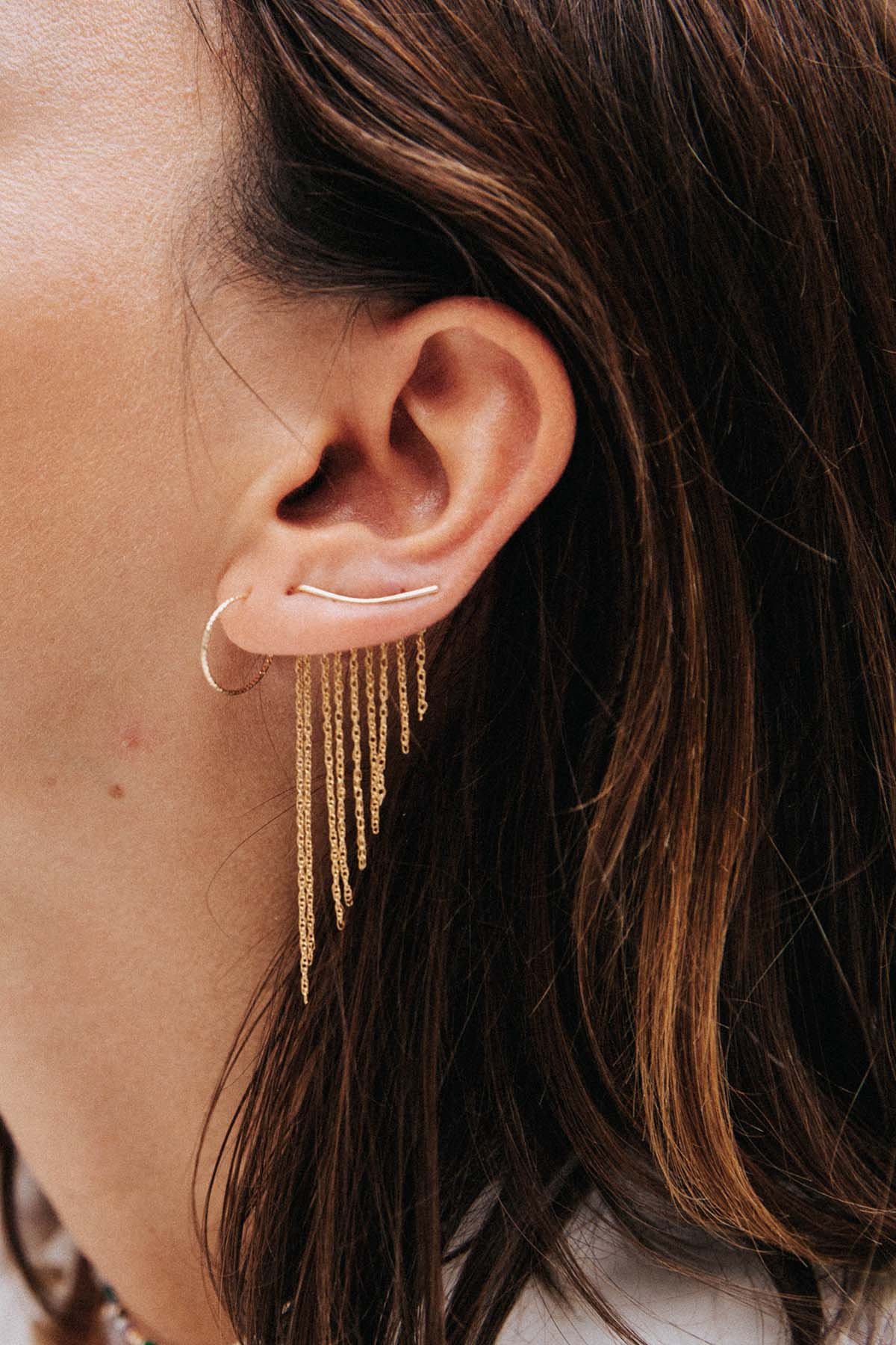 Large fringe ear climber YAY Golden