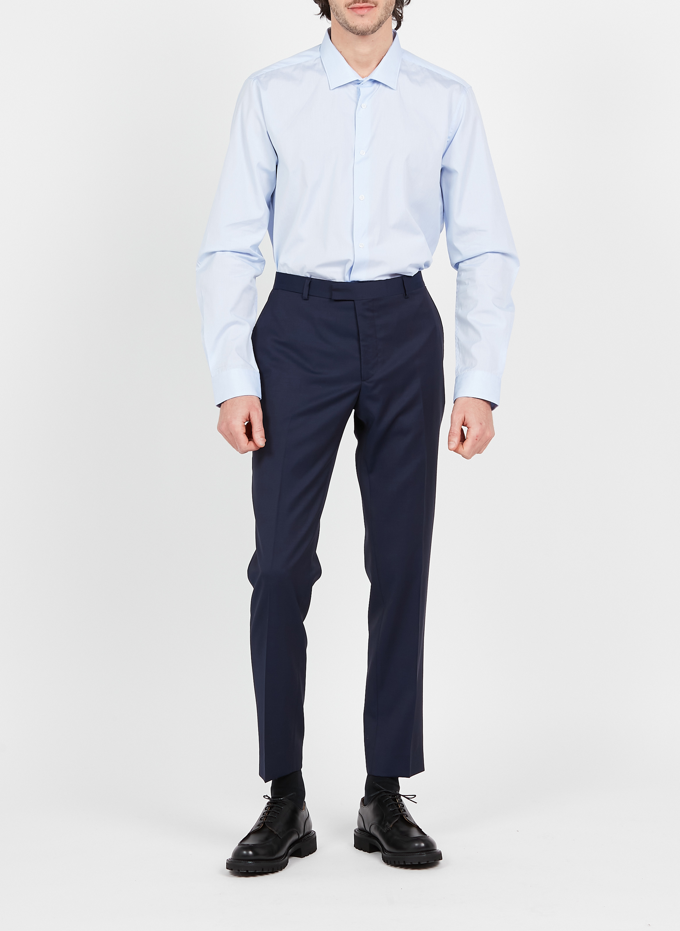 Slim-fit checked cotton shirt with classic collar ATELIER PRIVE Blue