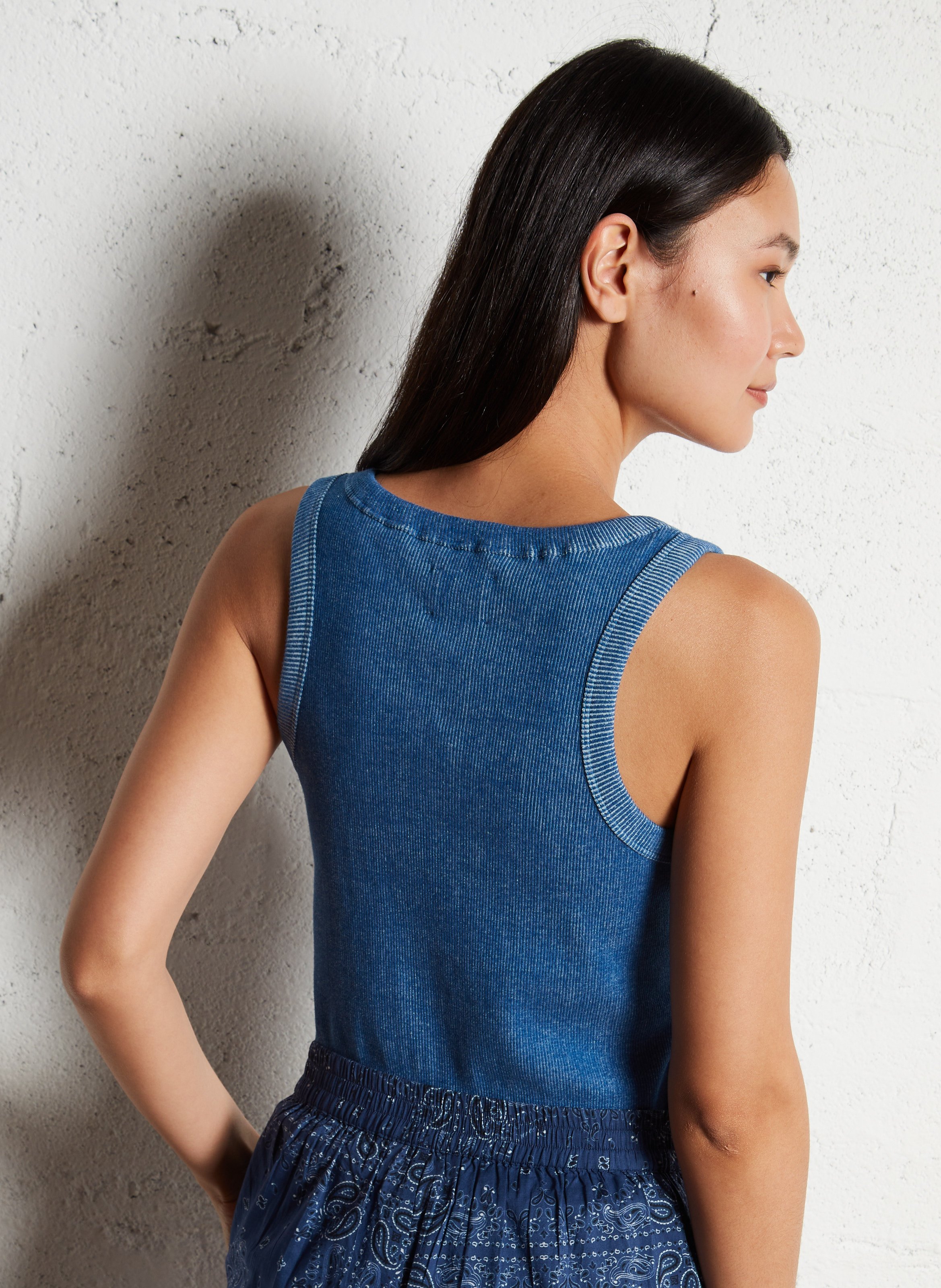 Katoenen blouse met ronde hals Grijs