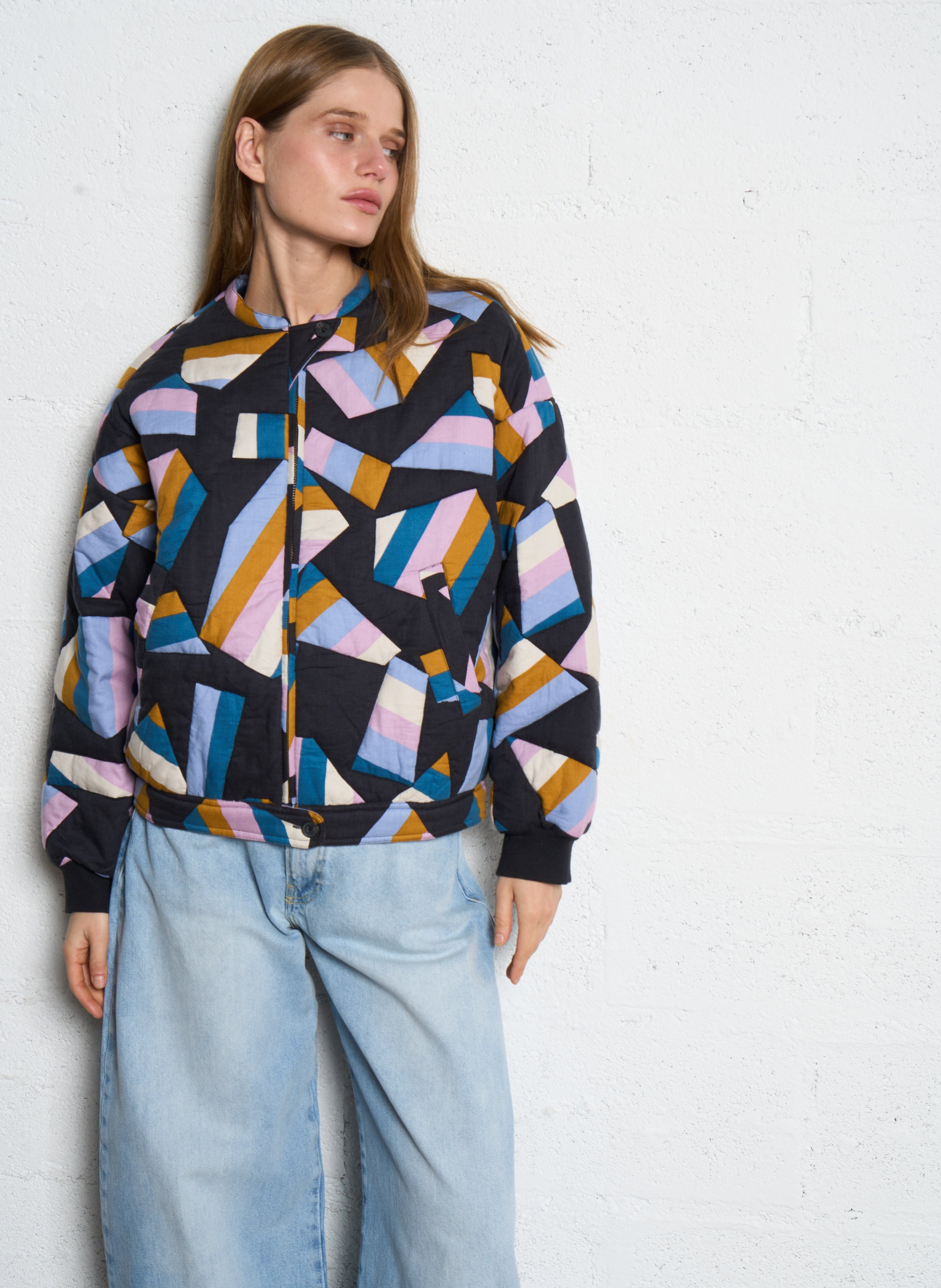 Round neck patchwork effect jacket Black Ba&Sh Women Place des