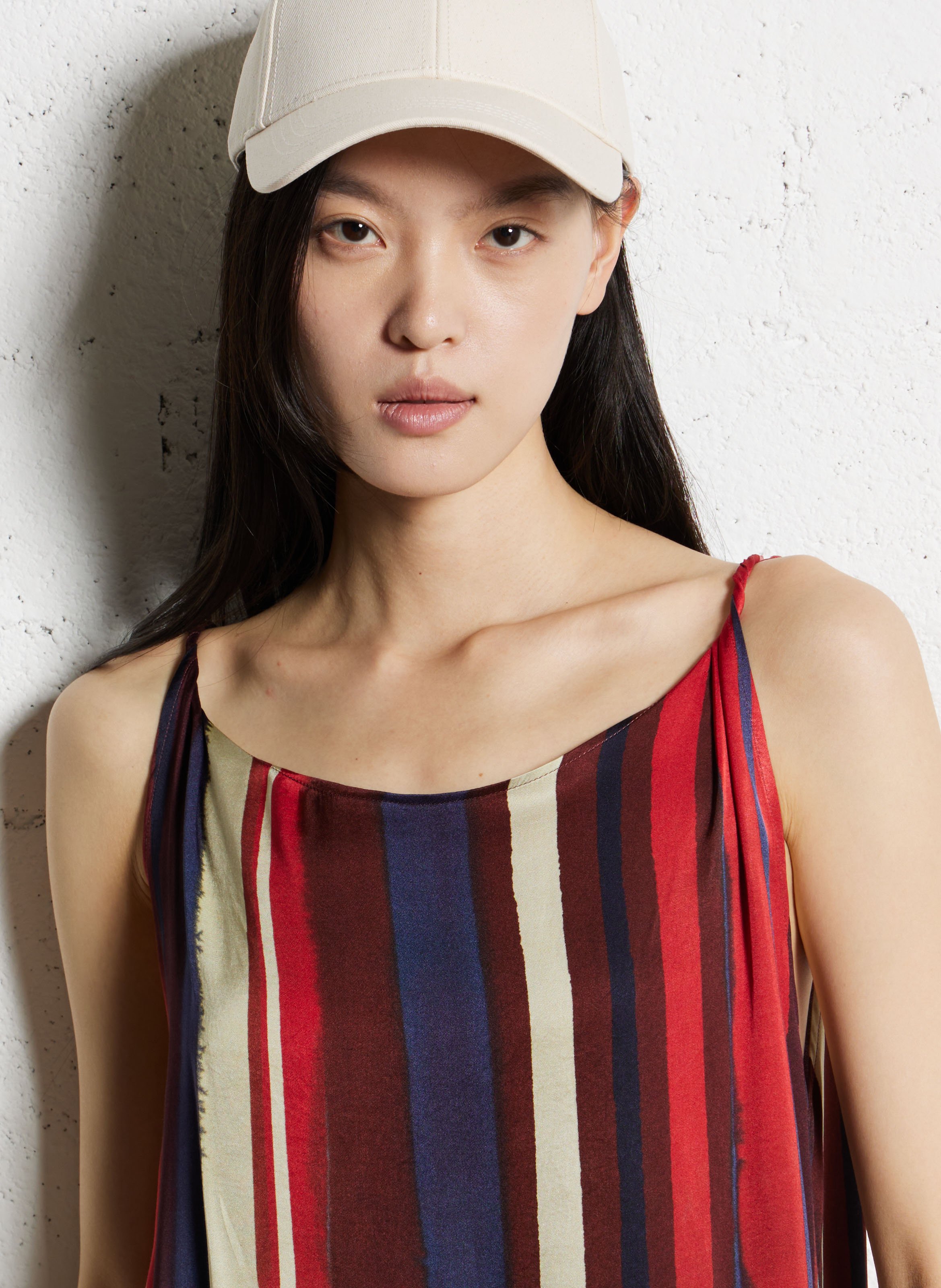 Robe midi col rond à rayures DIEGA Violet