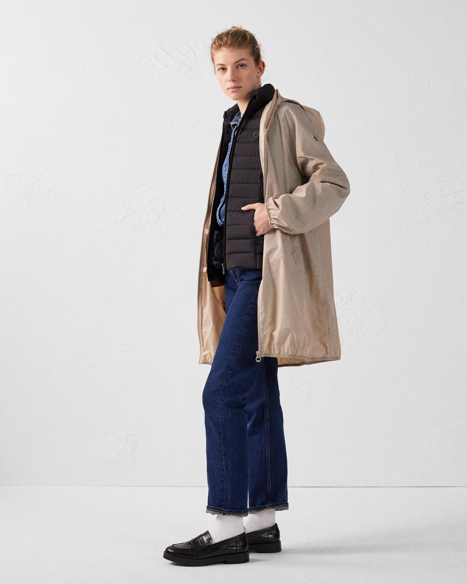 Glendale long hooded raincoat JOTT Beige