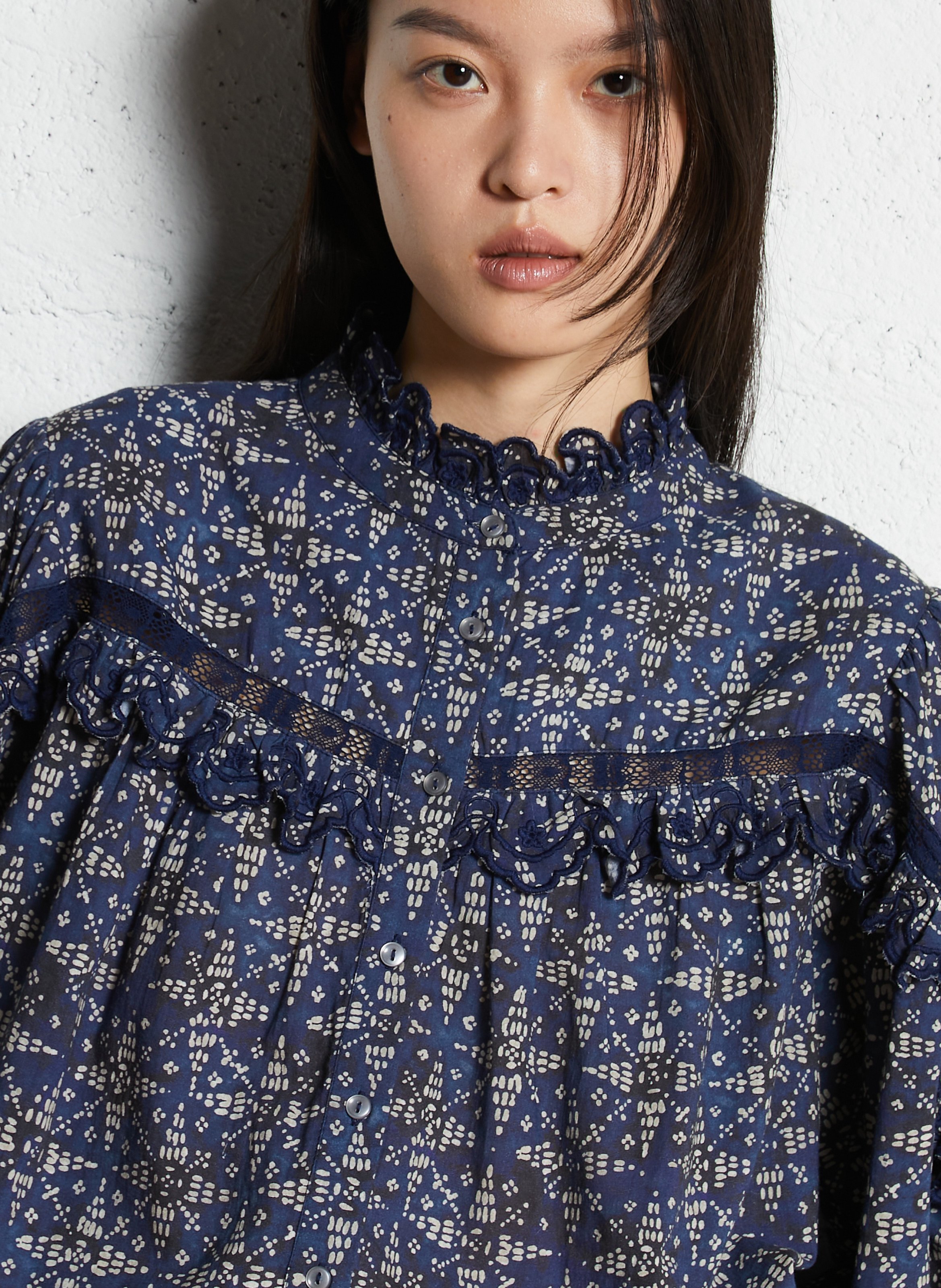 Straight printed cotton shirt LOUISE MISHA Blue