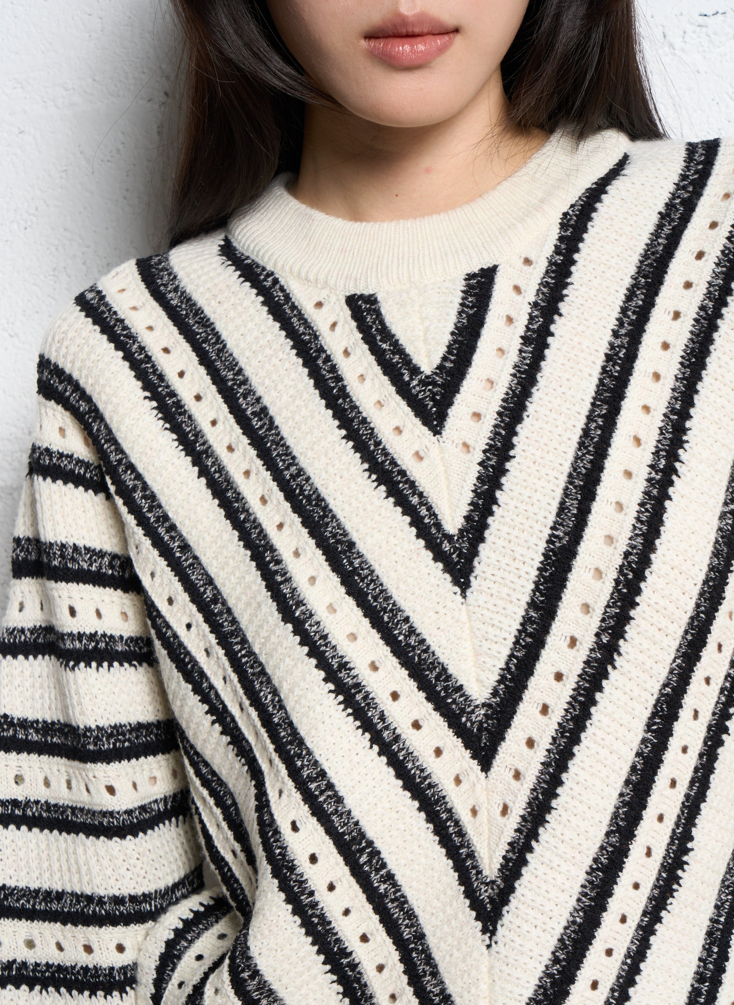 Pull oversize col rond SUNCOO Blanc