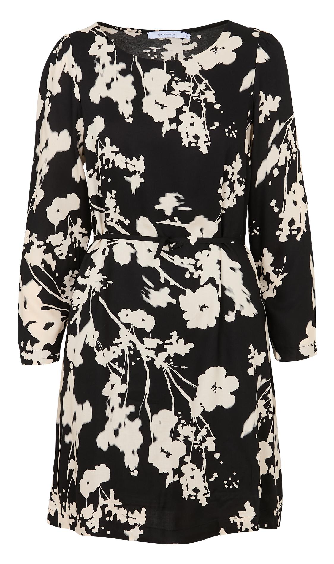 Robe courte col rond imprimée LA FEE MARABOUTEE Noir