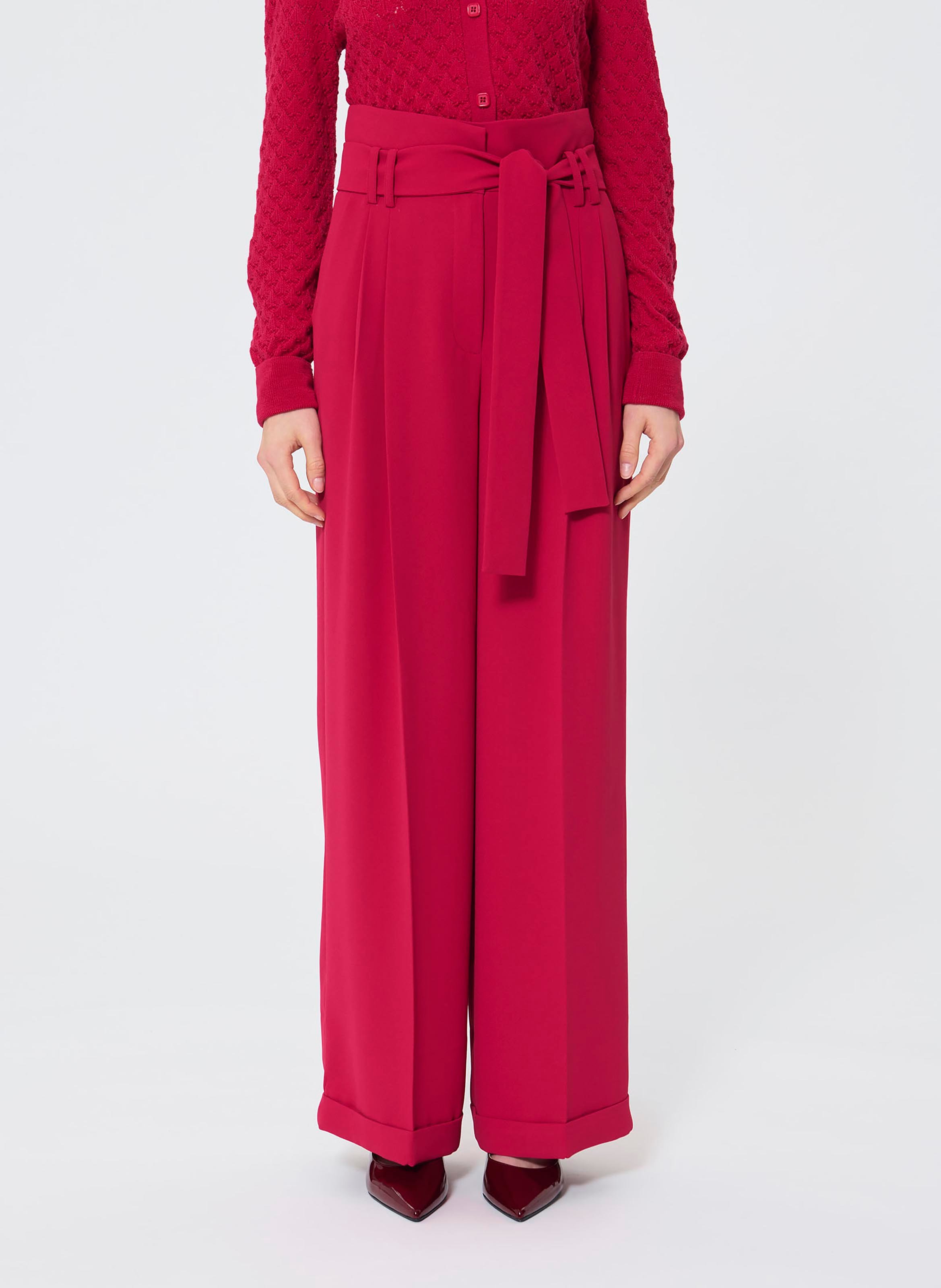 Pantalon taille haute ceinturé uni TARA JARMON