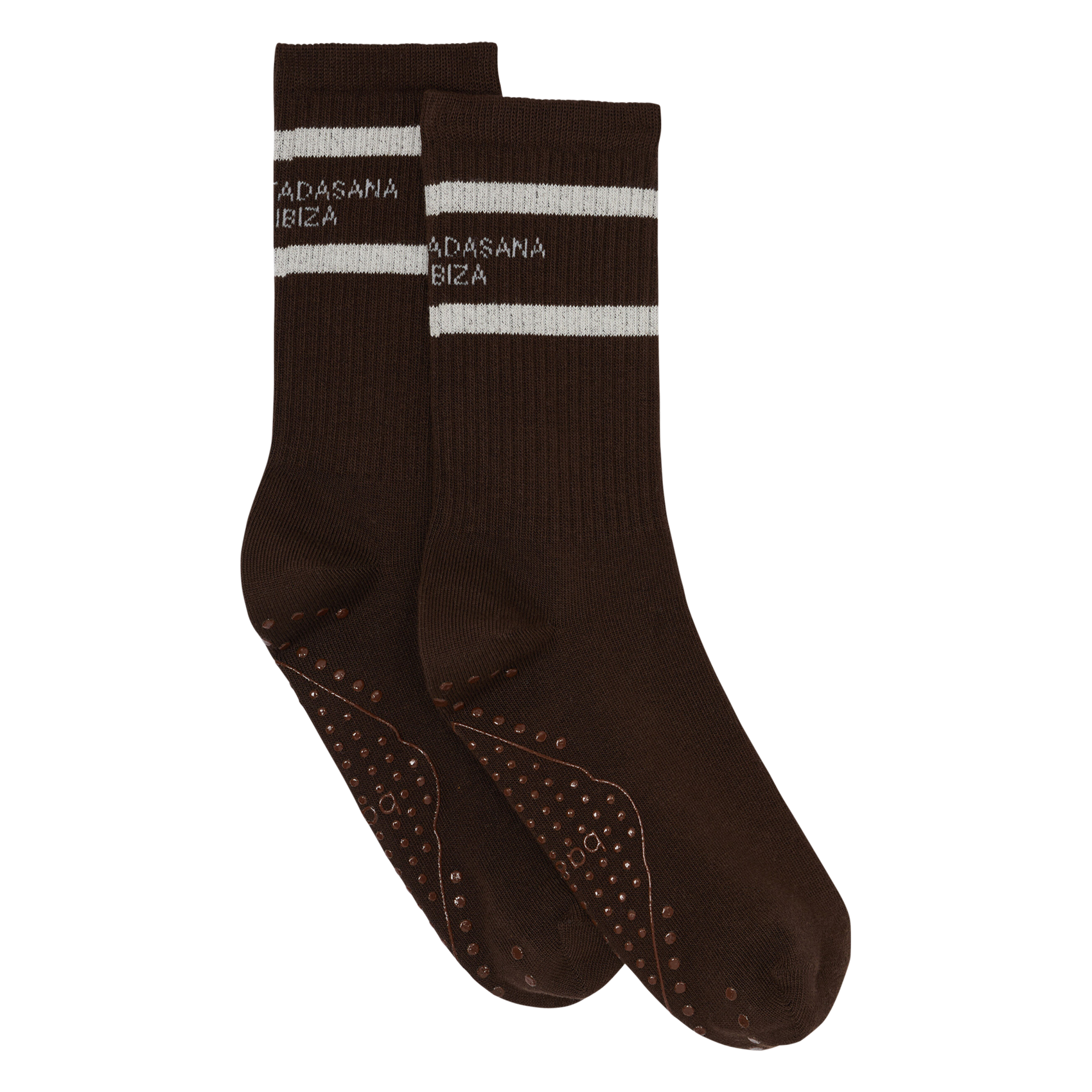 Chaussettes montante antidérapantes à rayures BA&SH Marron