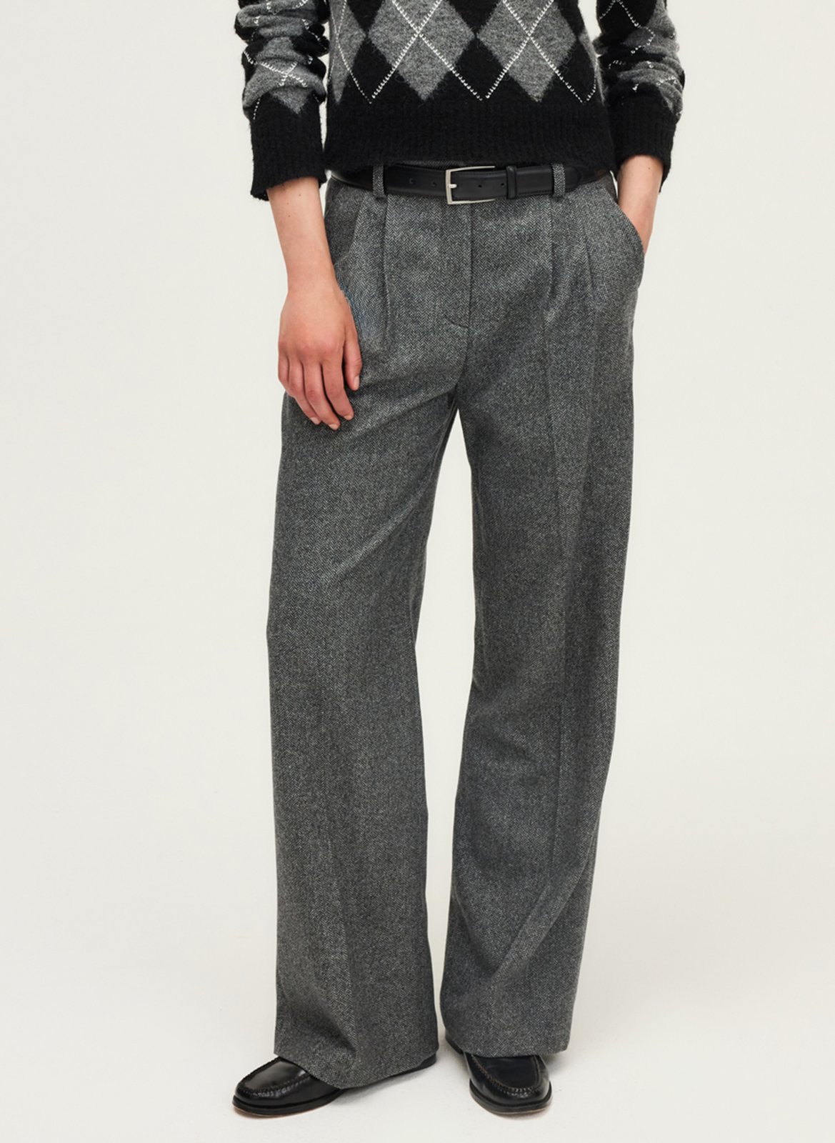 Declic wool-blend loose-fit trousers PABLO Grey