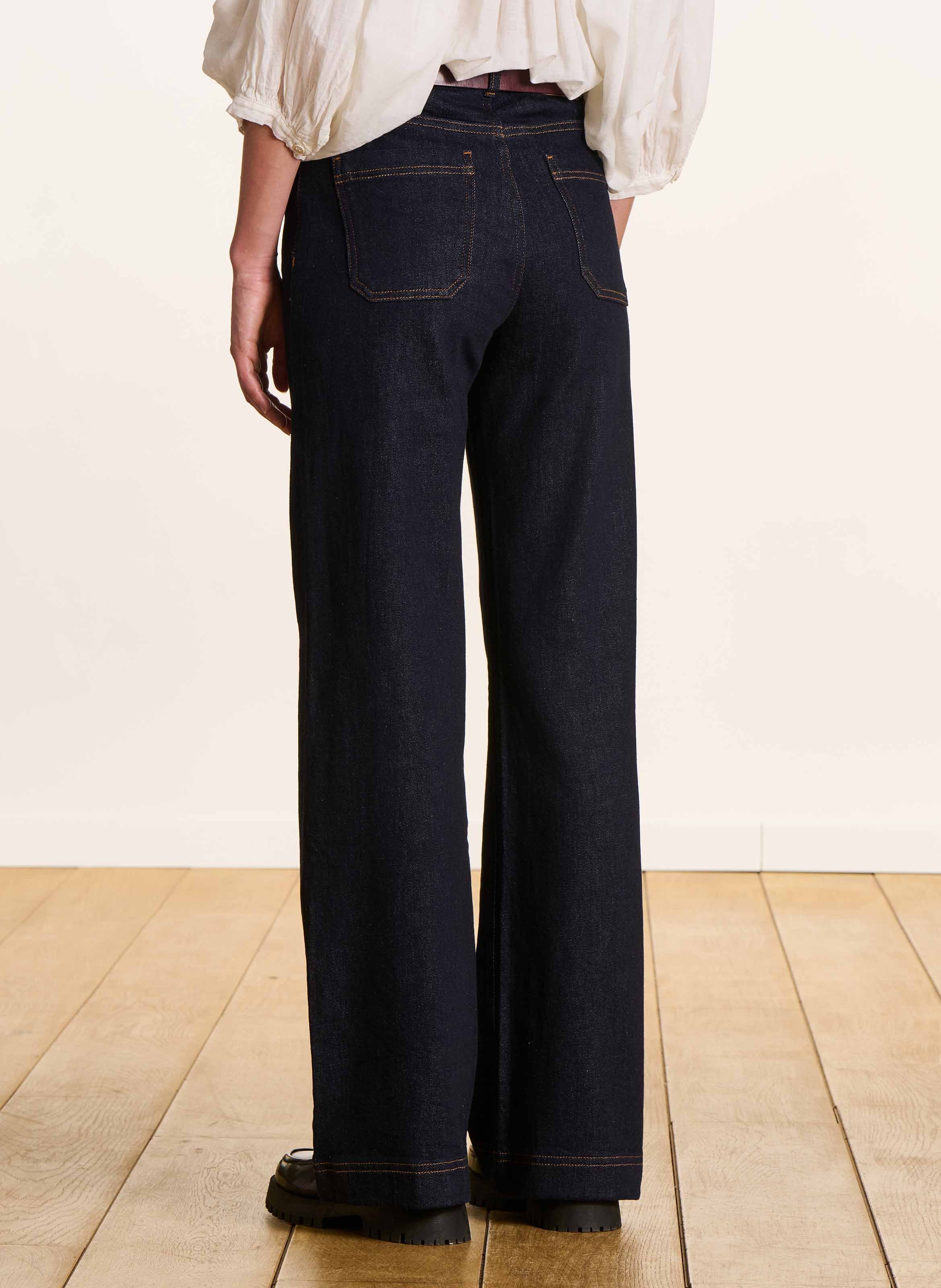 Jean large en coton bio mélangé LA FEE MARABOUTEE Bleu