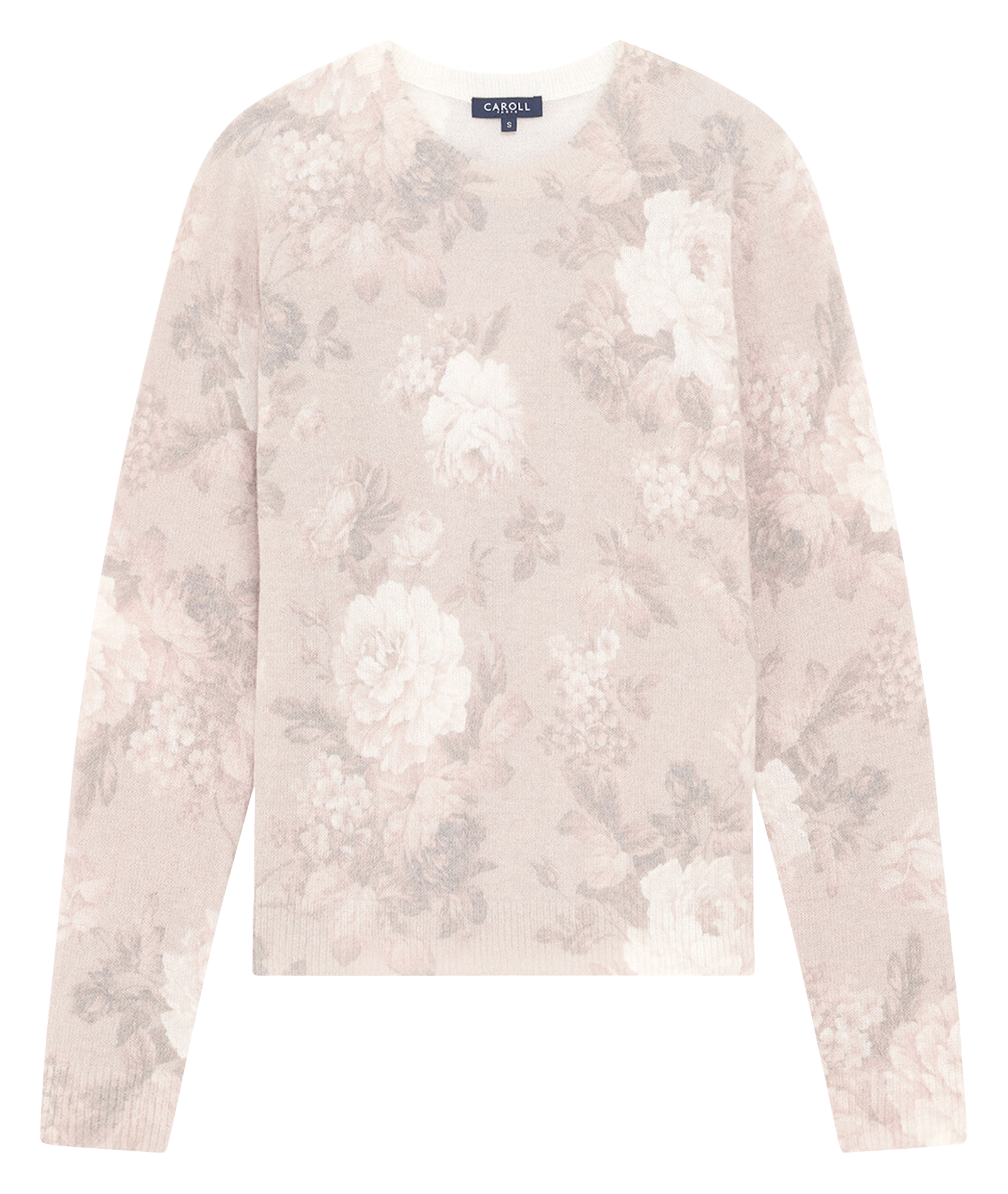 Straight round neck printed sweater CAROLL Beige