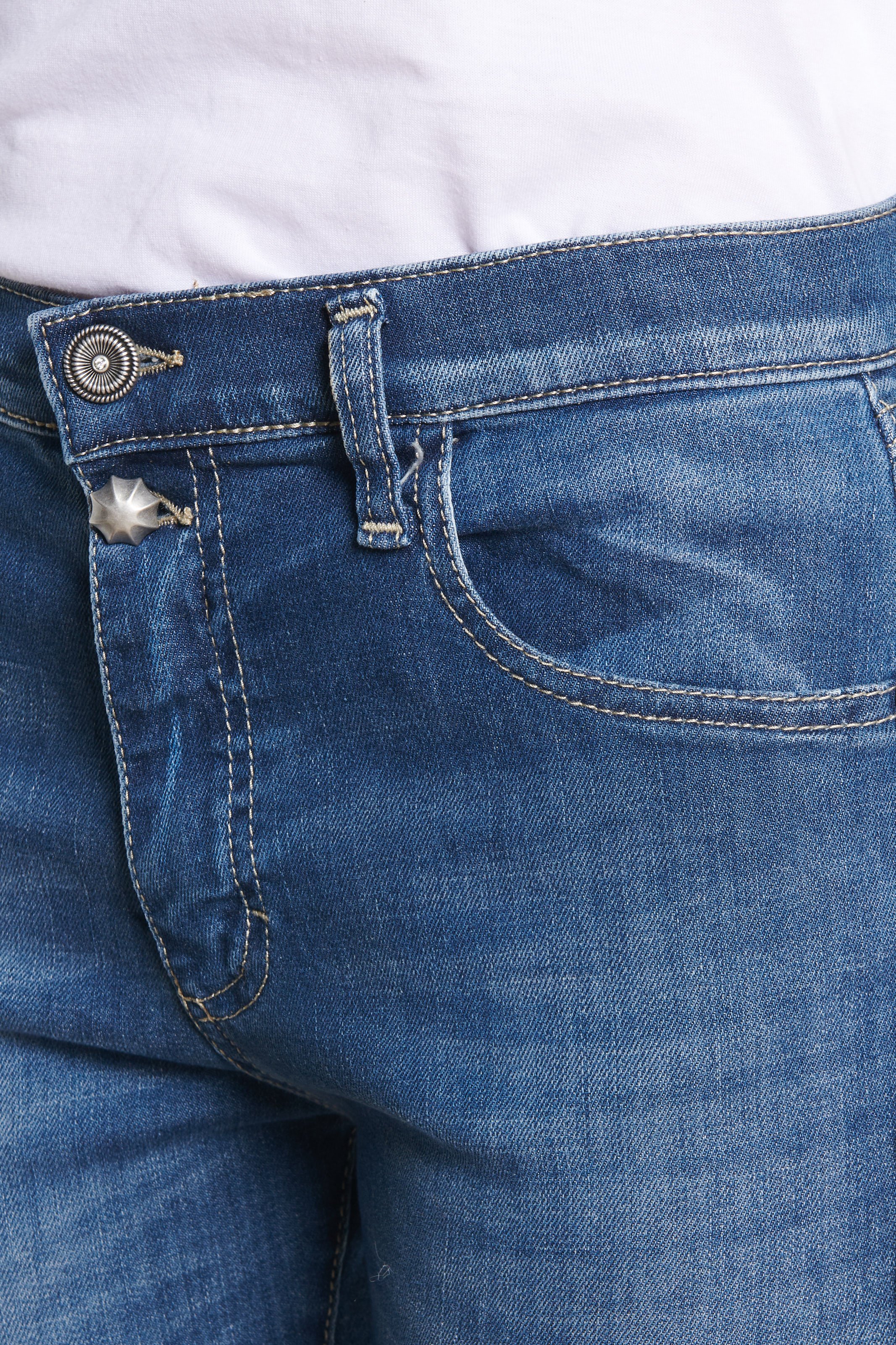 Jean droit en coton mélangé PLEASE Bleu