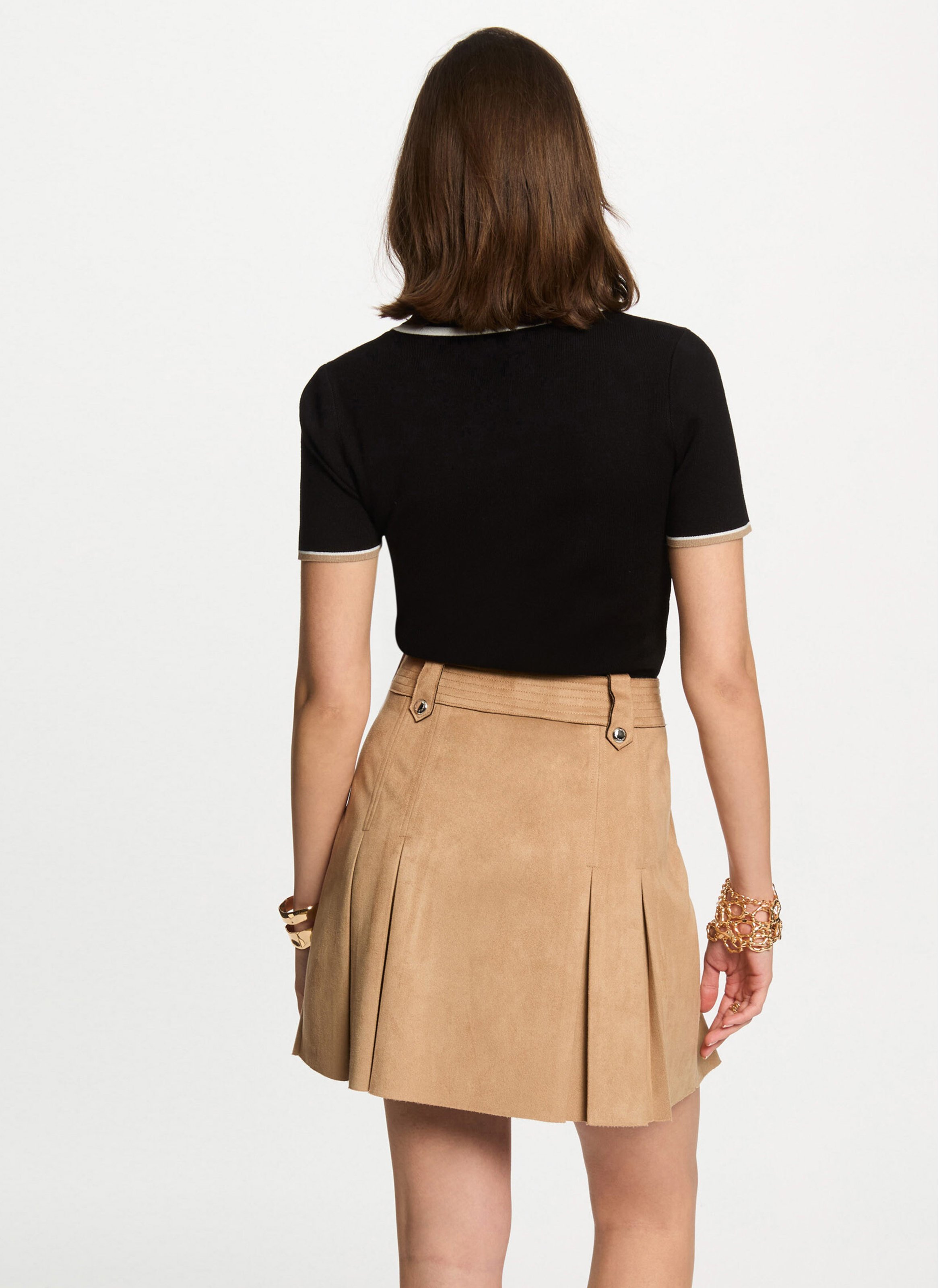 Fitted short-sleeve button-up polo MORGAN Black