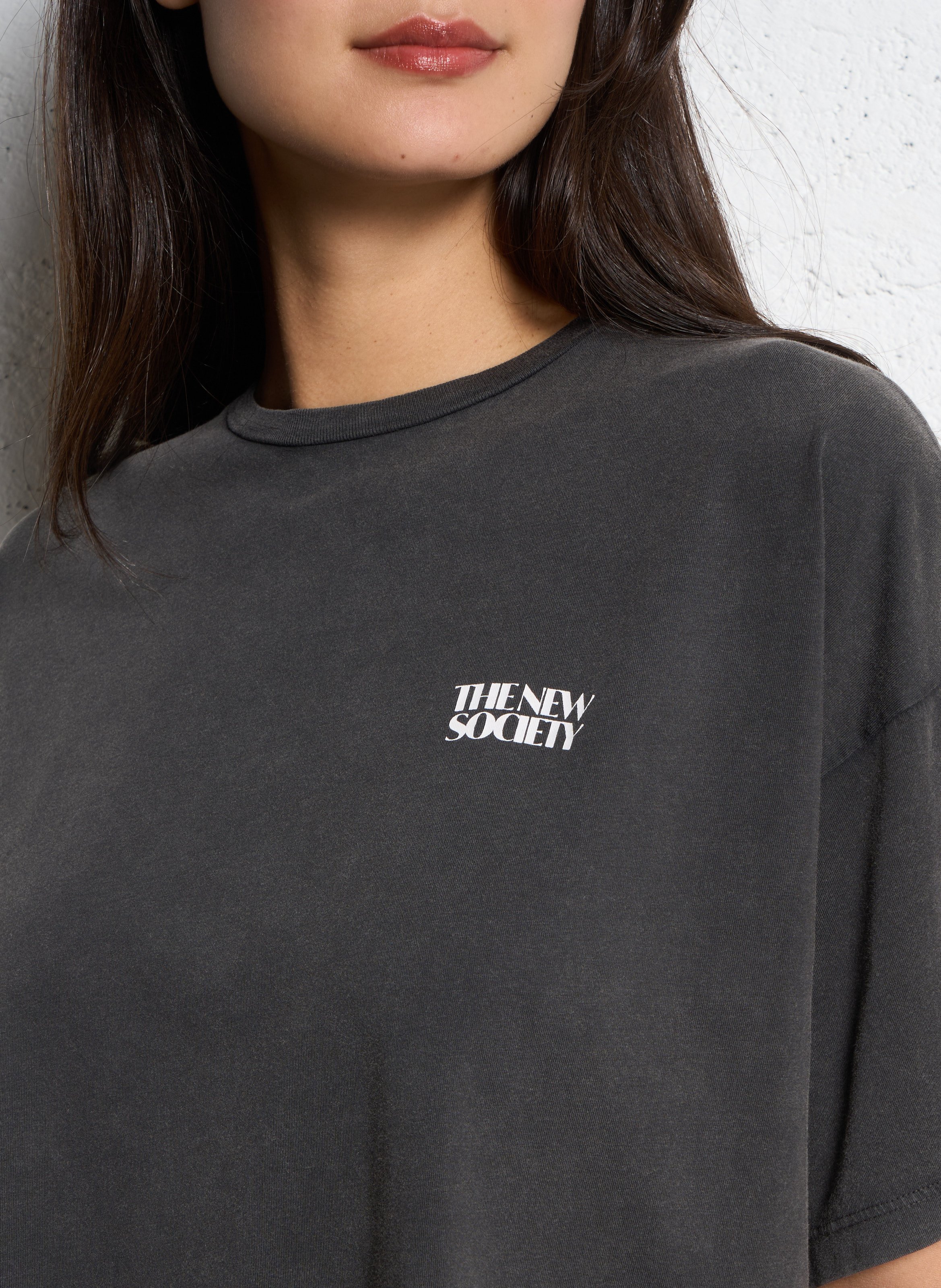 Oversized round-neck cotton T-shirt THE NEW SOCIETY Grey
