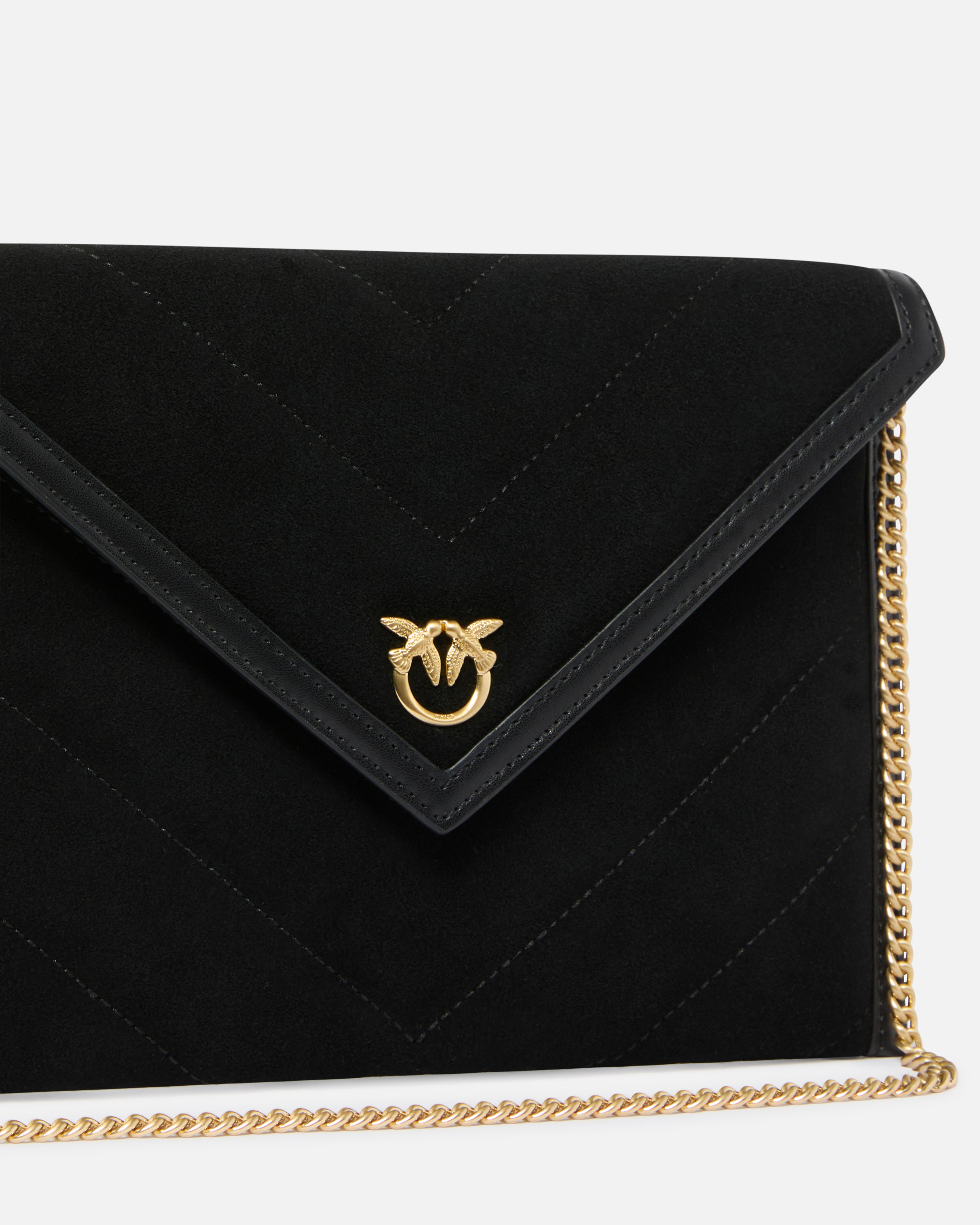 Suede clutch with love birds logo PINKO Black