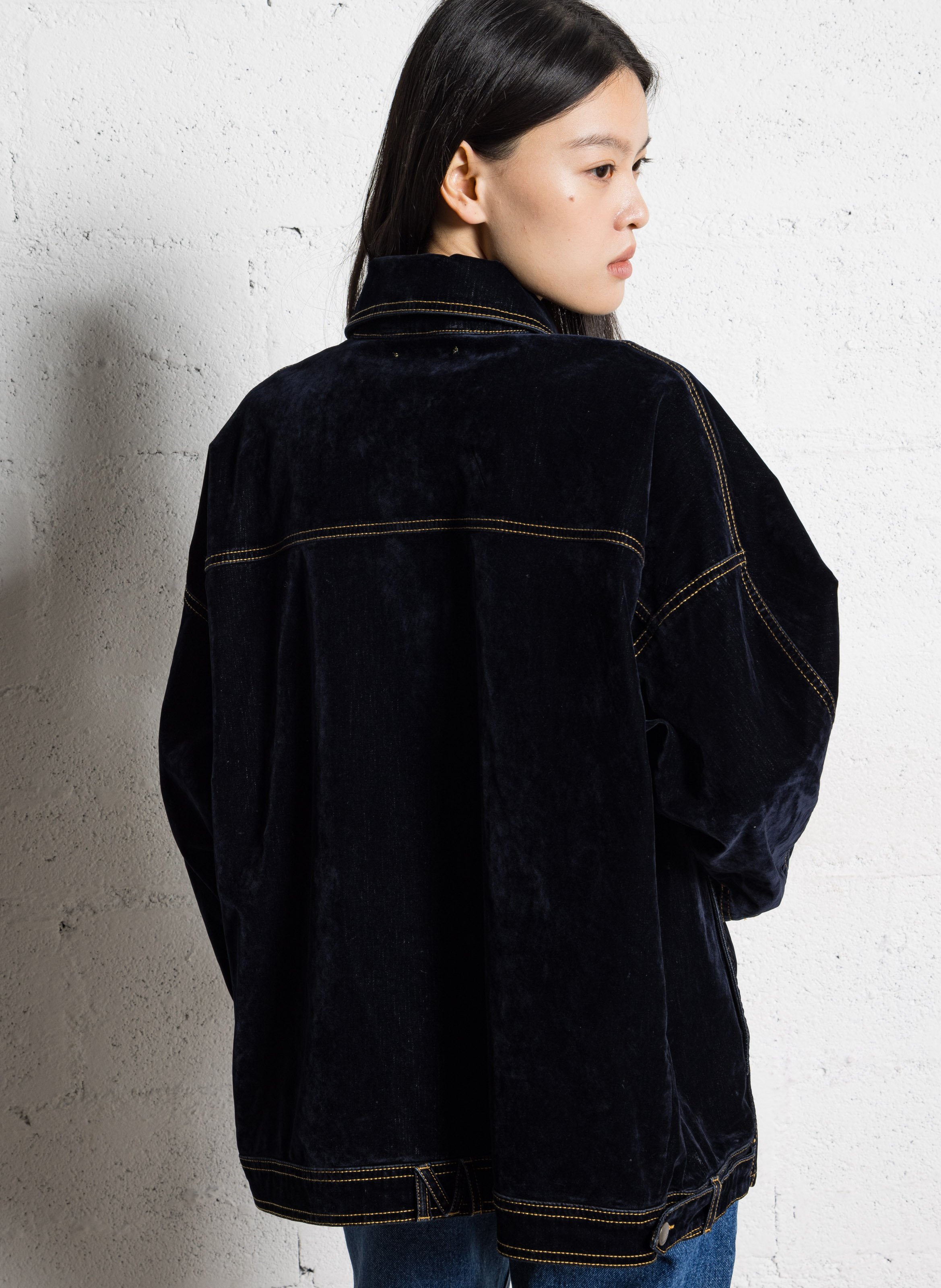 Veste col classique en coton mélangé MOMONI Bleu