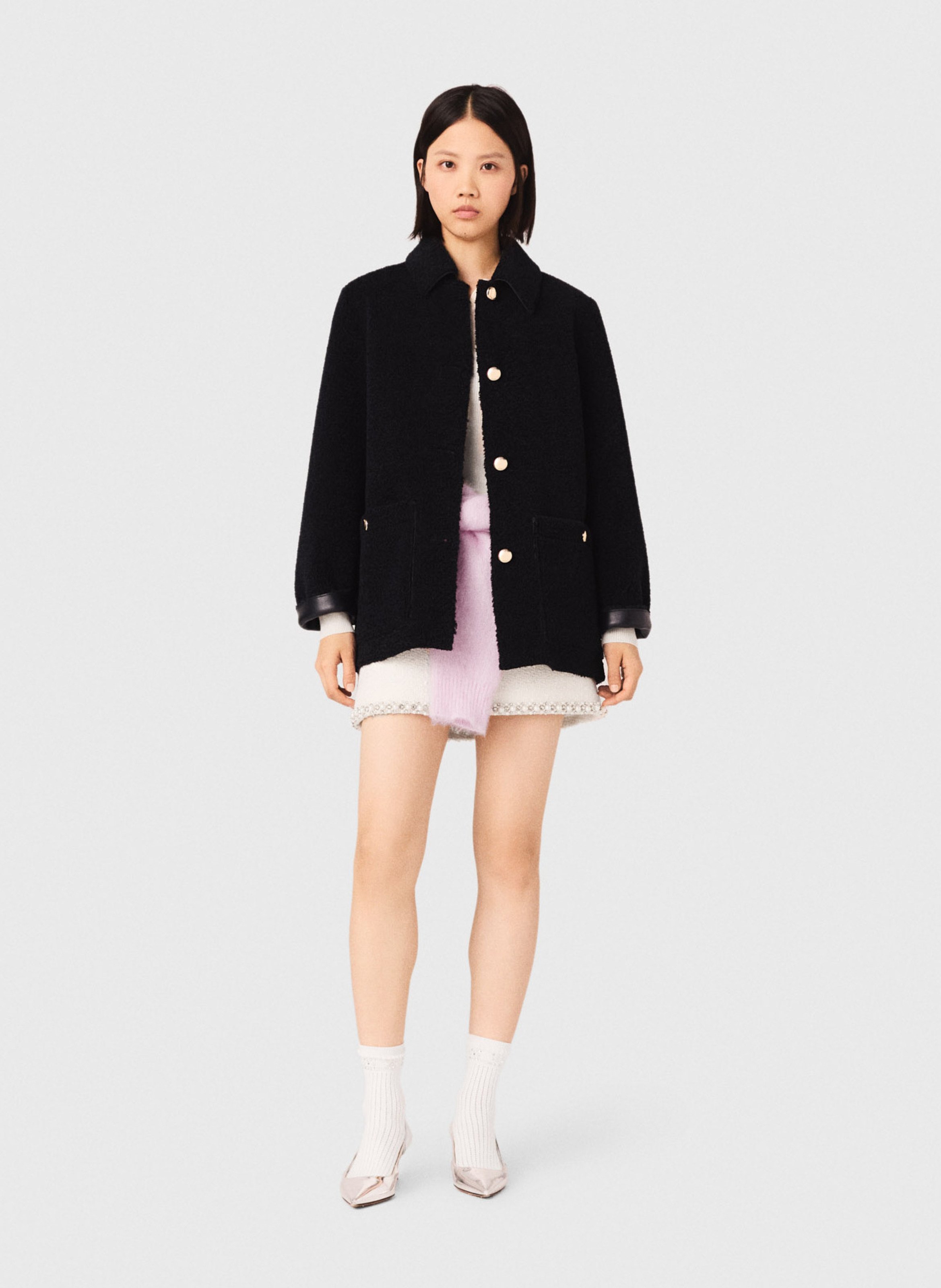 Veste col classique effet cuir MAJE Bleu