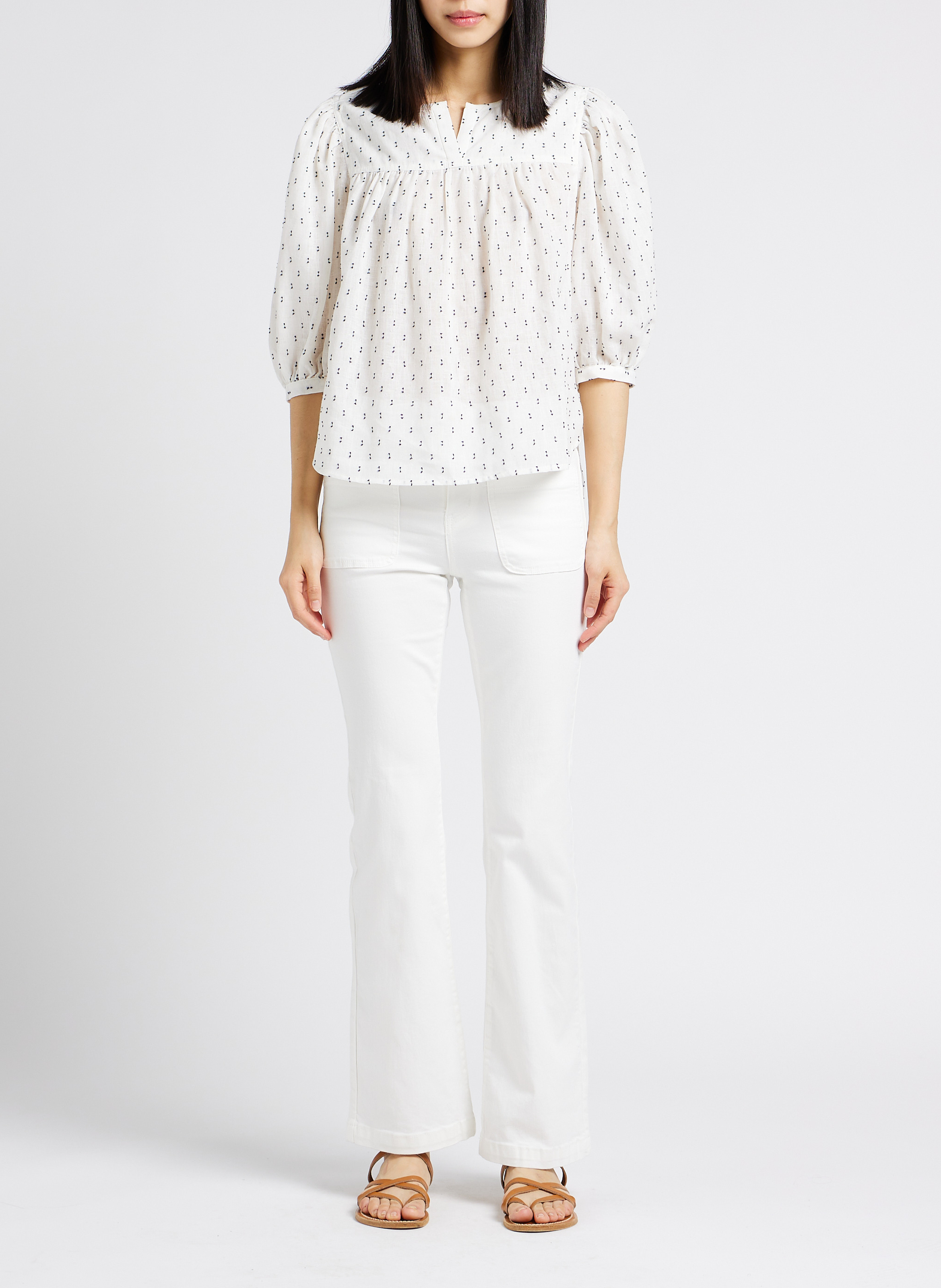 Rechte jeans van stretchkatoen LA PETITE ETOILE Beige