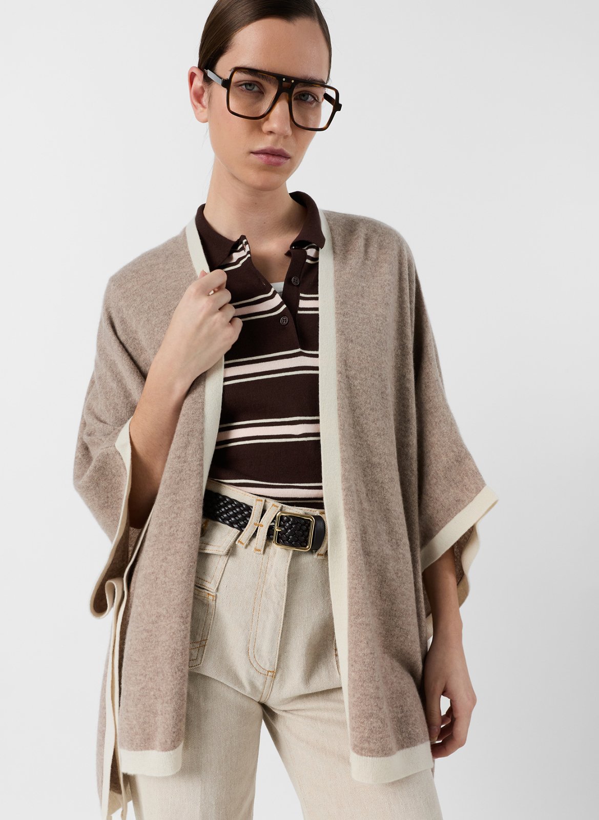 Oversized two-tone cashmere poncho GERARD DAREL Beige
