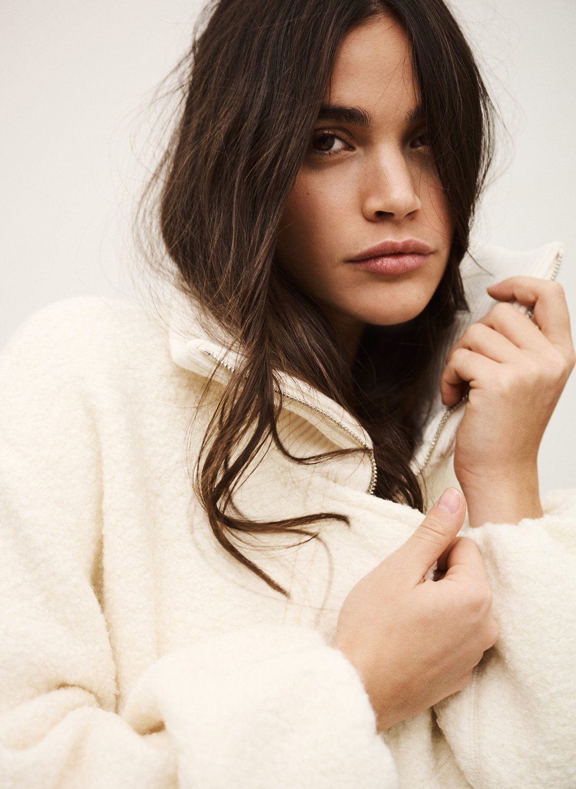 Manteau court ample en laine mélangée BA&SH Beige