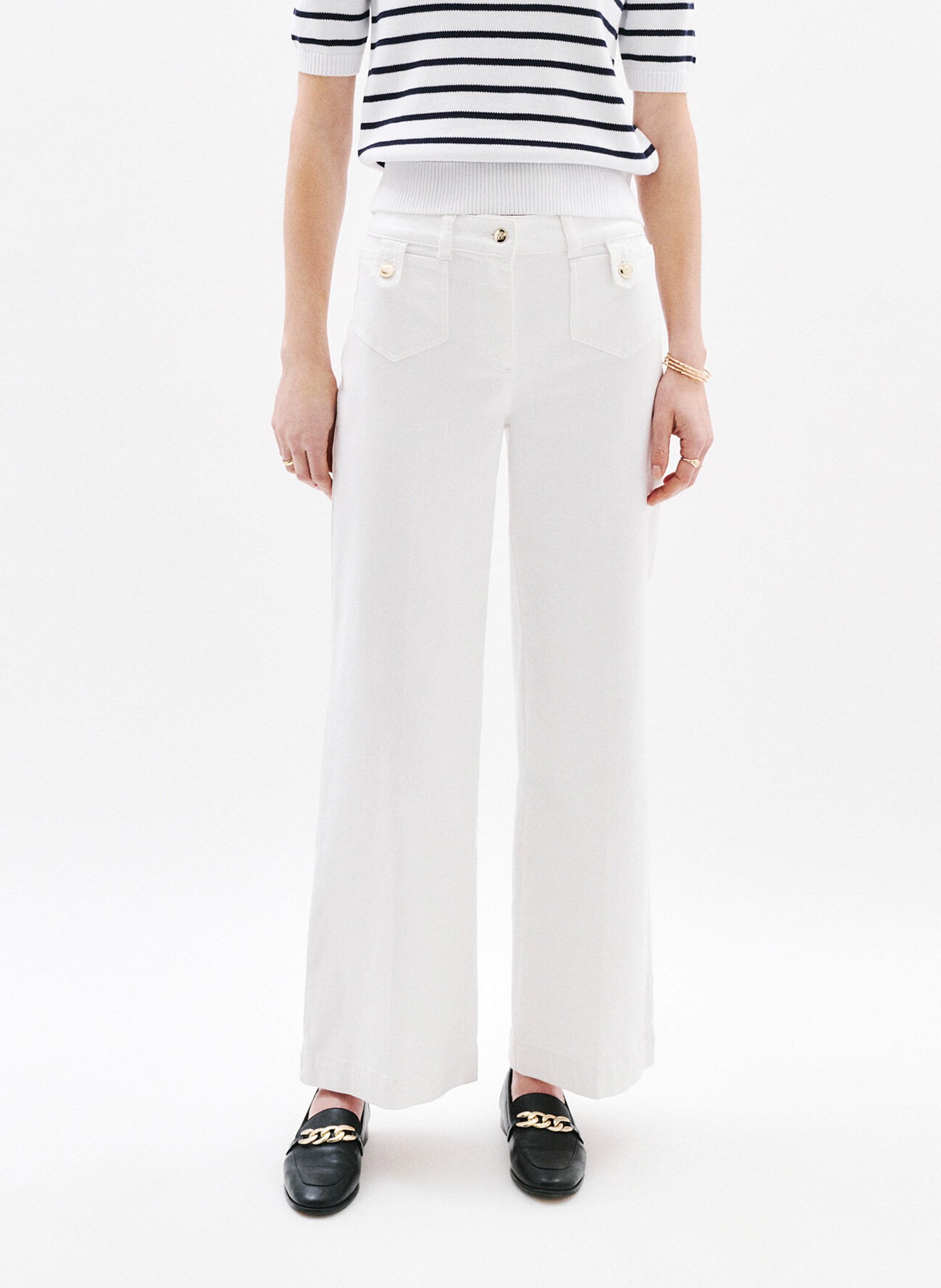 Wijde broek in effen kleur met zakken CAROLL Wit