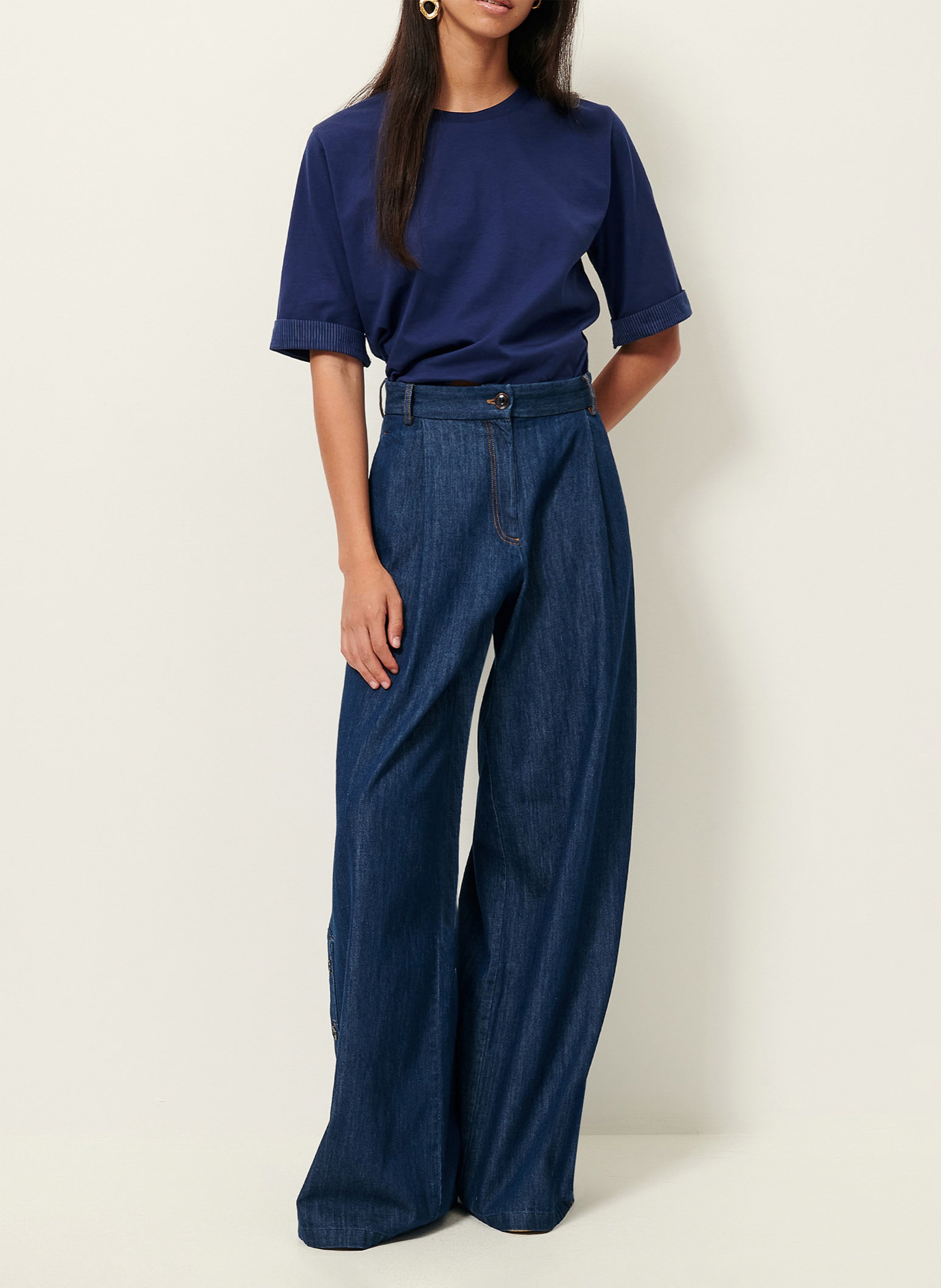 Tee-shirt manches courte en jersey uni SESSUN Bleu