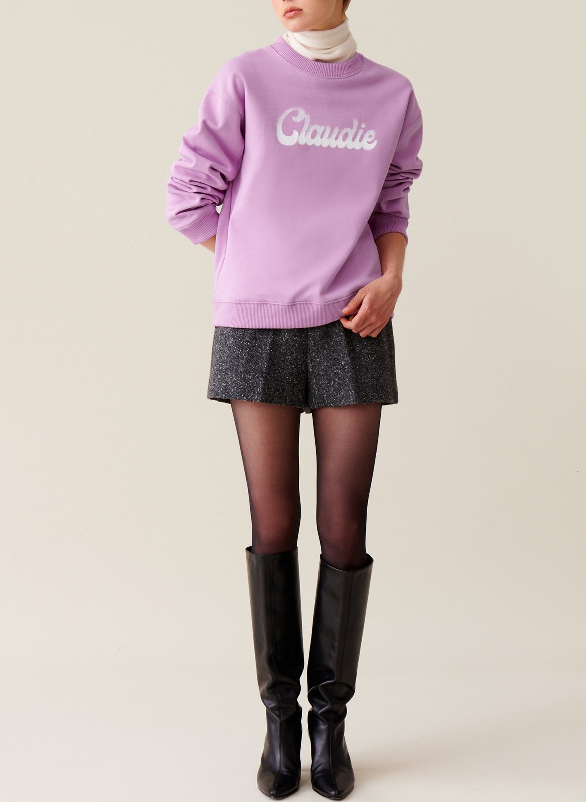 Sweatshirt ample imprimé en coton CLAUDIE PIERLOT Rose