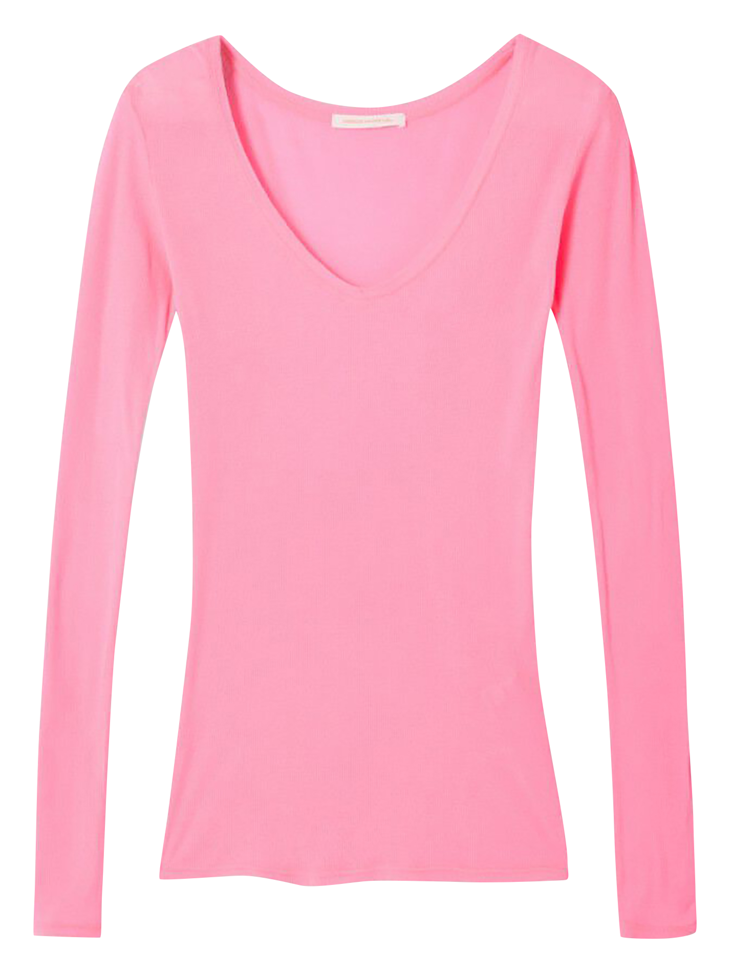 T-shirt met V-hals, aansluitend van katoen AMERICAN VINTAGE Roze