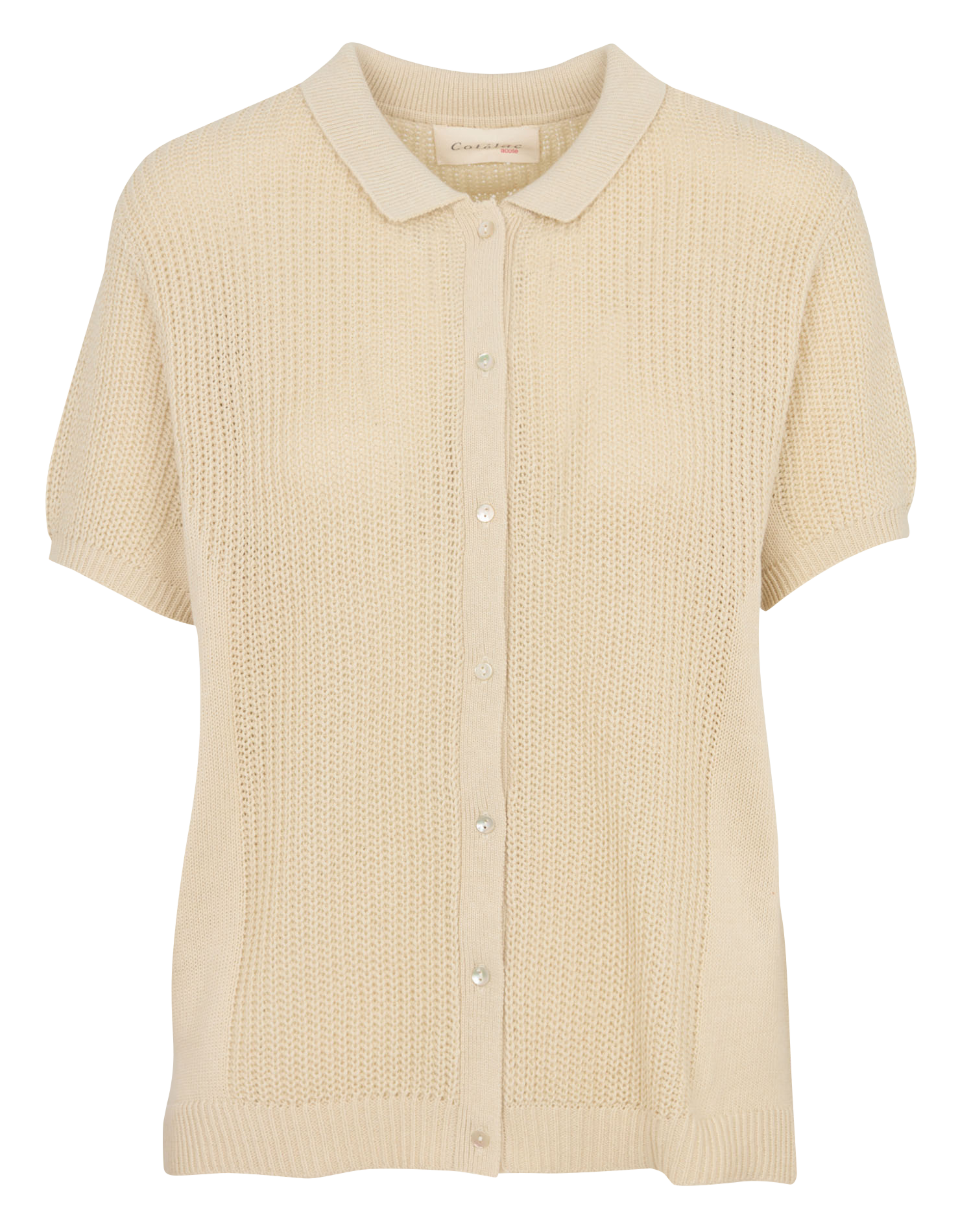 Polo en coton et en lin mélangés ACOTE Blanc