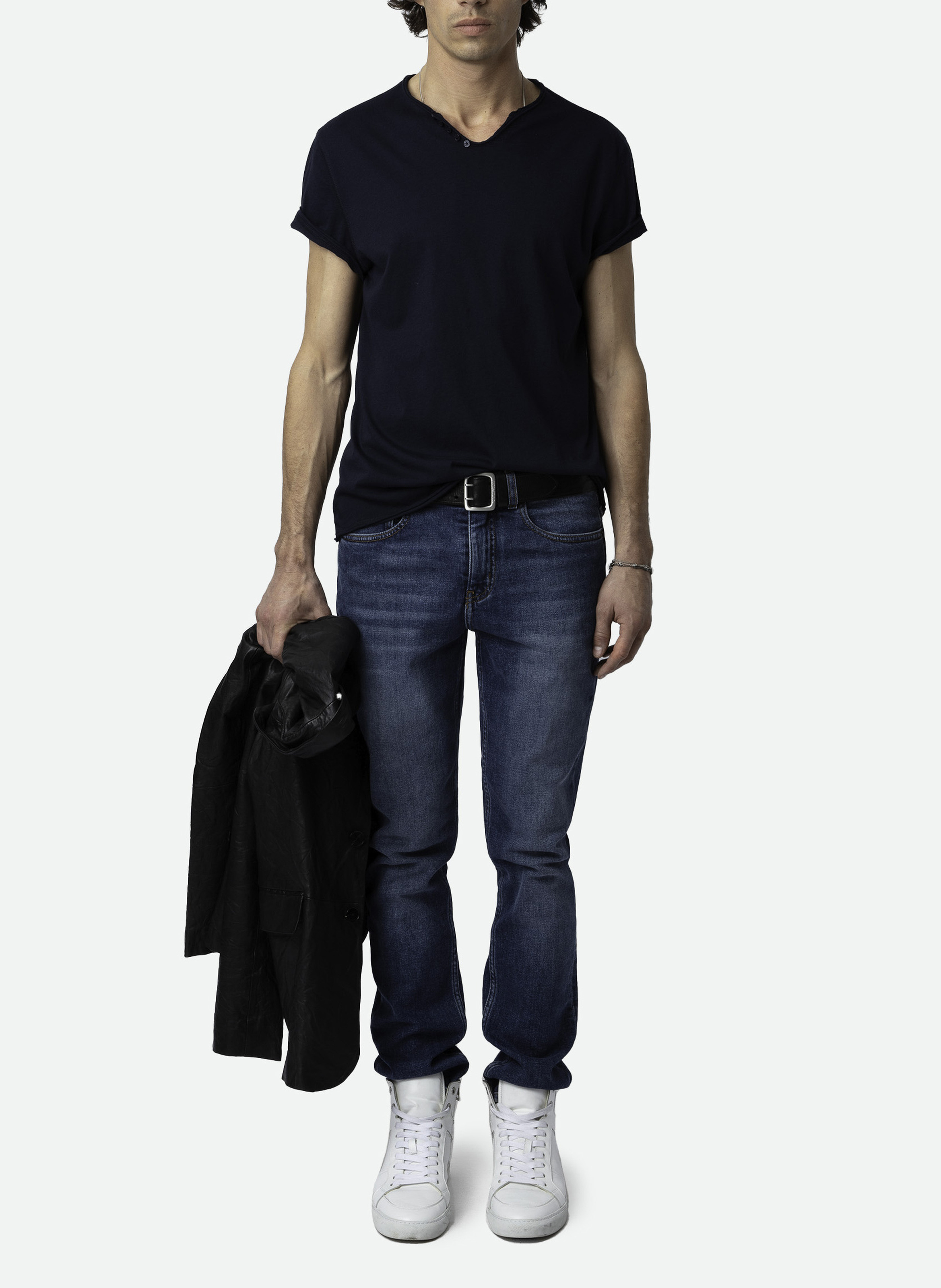 Gerade geschnittenes Henley-T-Shirt aus Bio-Baumwolle ZADIG&VOLTAIRE Blau