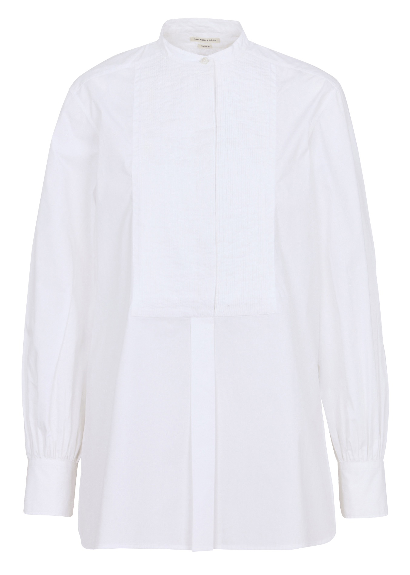 Straight round neck shirt with pleats LAURENCE BRAS White