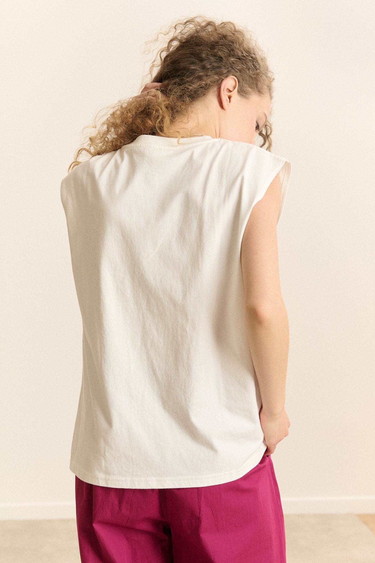 Sleeveless printed T-shirt GARANCE PARIS White